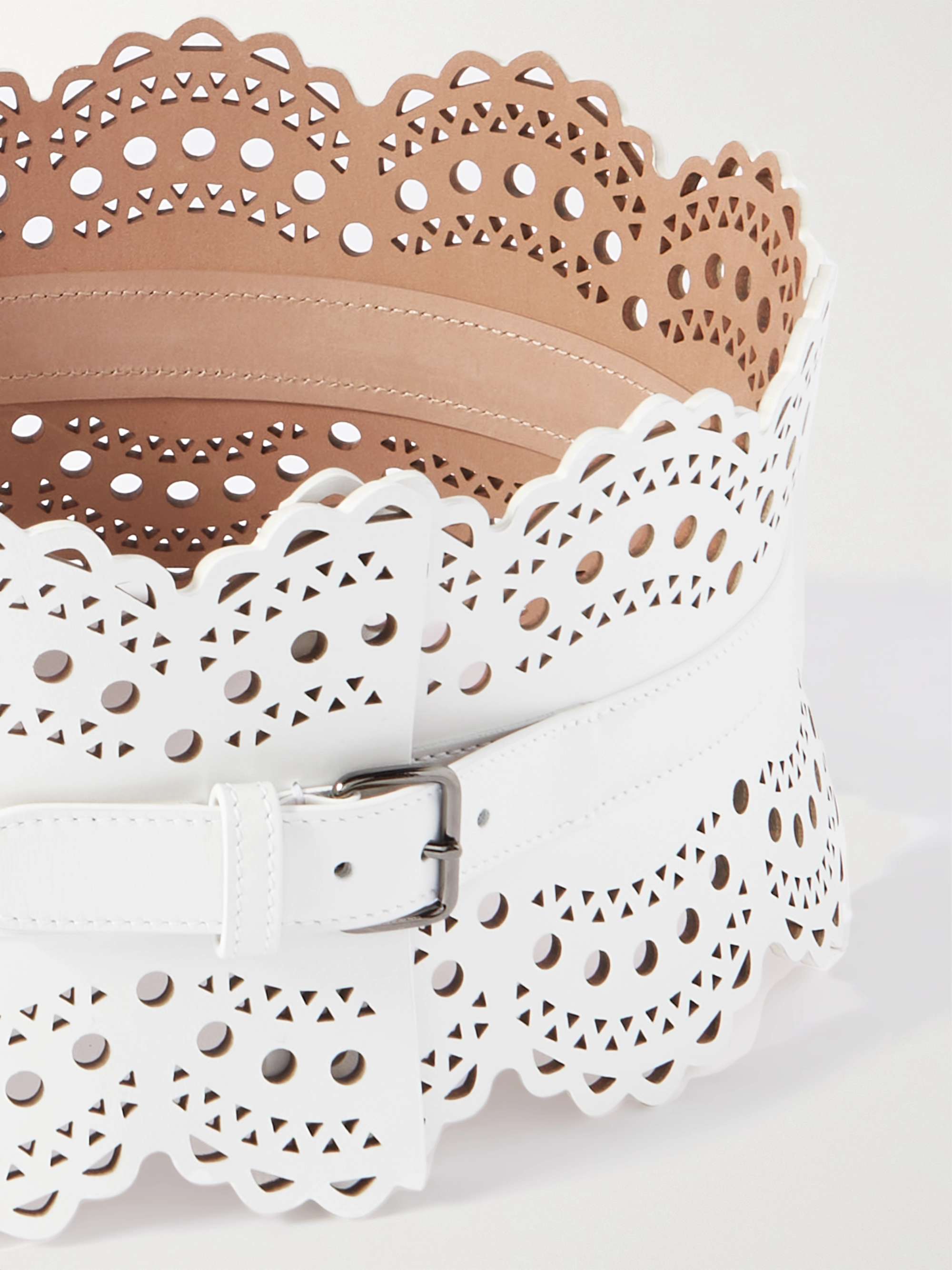 ALAÏA Laser-cut leather waist belt