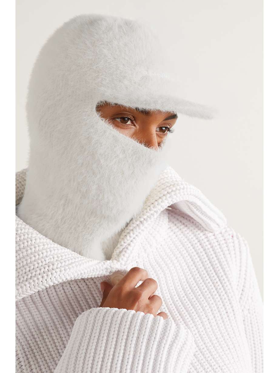 White Embroidered brushed faux fur balaclava JACQUEMUS NETAPORTER