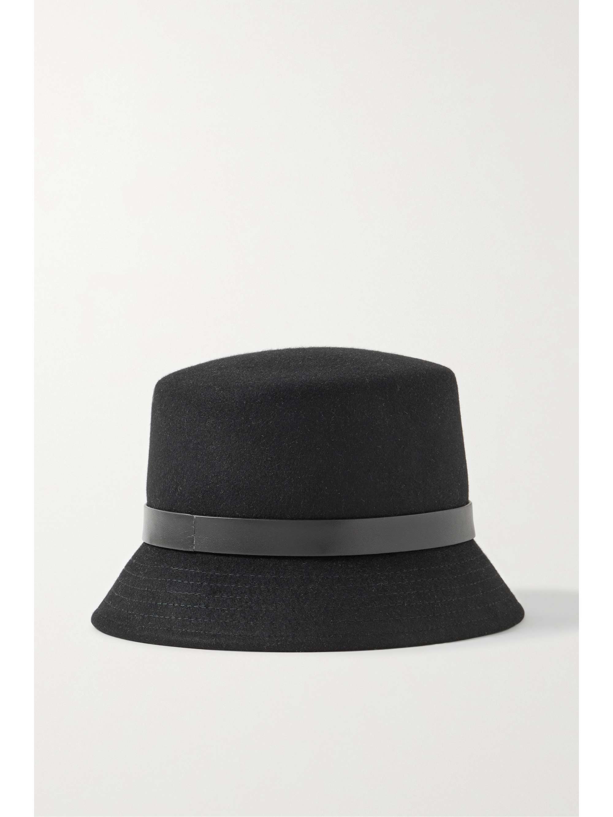 VALENTINO GARAVANI Valentino Garavani Roman Stud leather-trimmed rabbit hair bucket hat