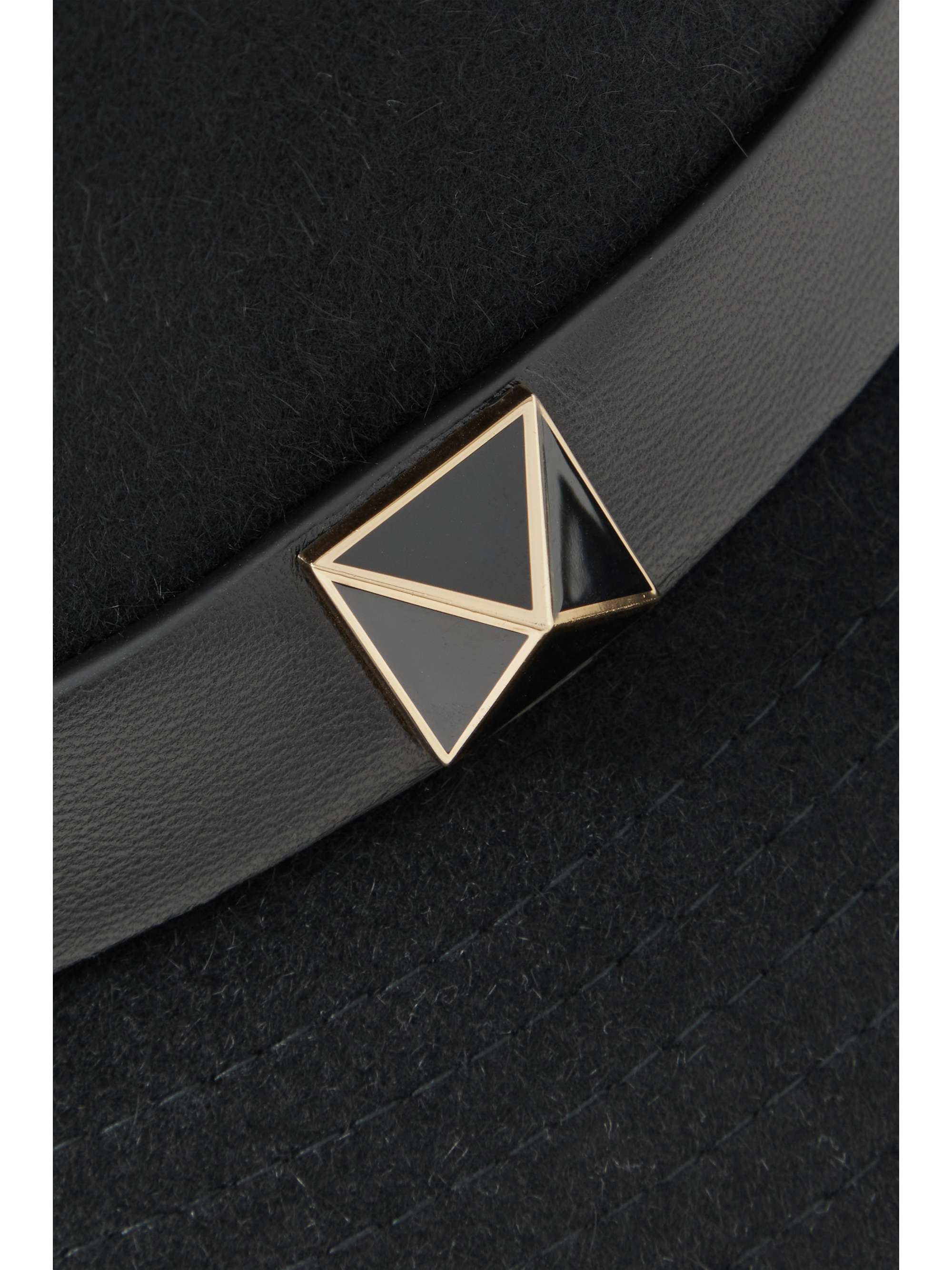 VALENTINO GARAVANI Valentino Garavani Roman Stud leather-trimmed rabbit hair bucket hat