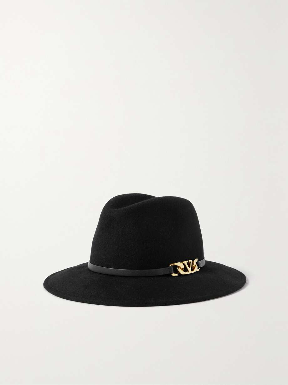 net-a-porter.com | Valentino Garavani VLOGO embellished leather-trimmed felt fedora