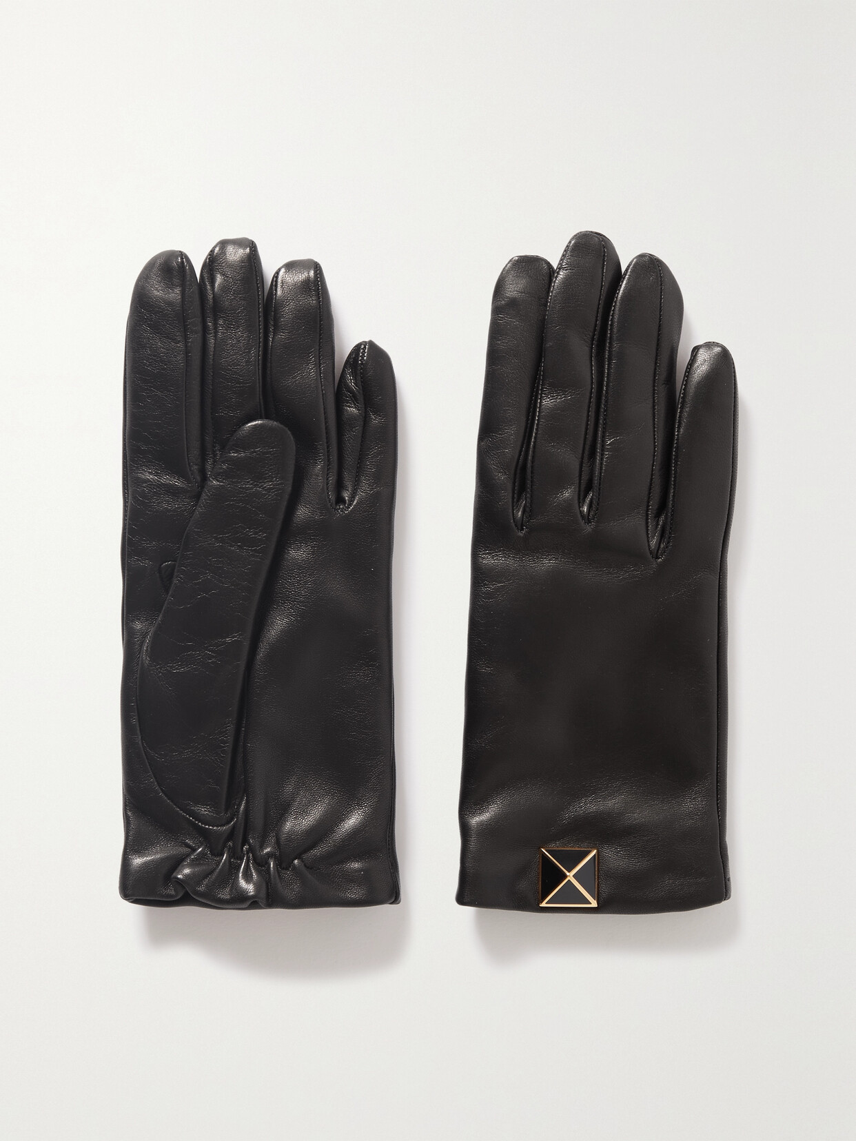 Valentino Garavani Rockstud Leather Gloves - Black