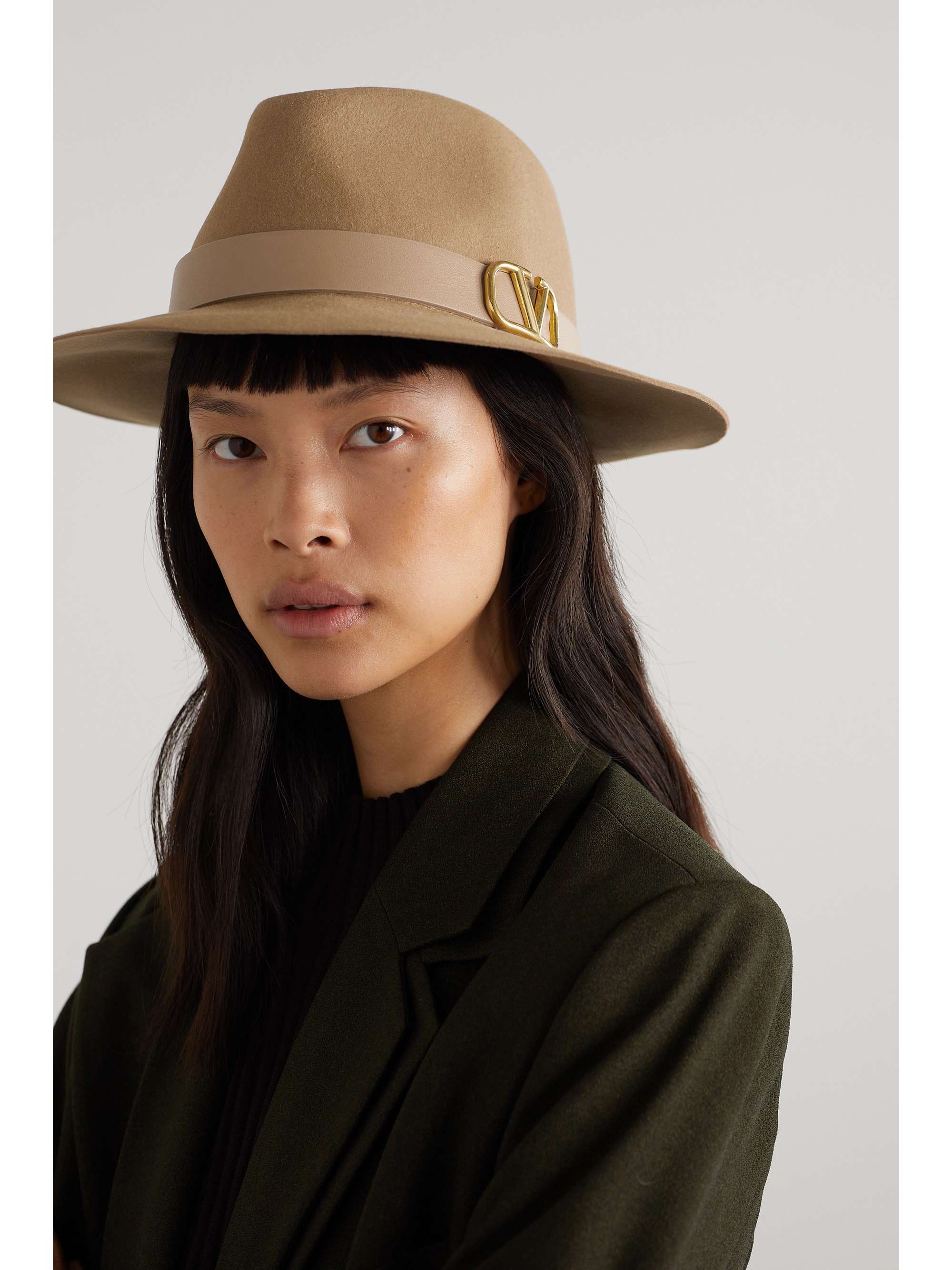 VALENTINO GARAVANI VLOGO leathertrimmed felt fedora NETAPORTER