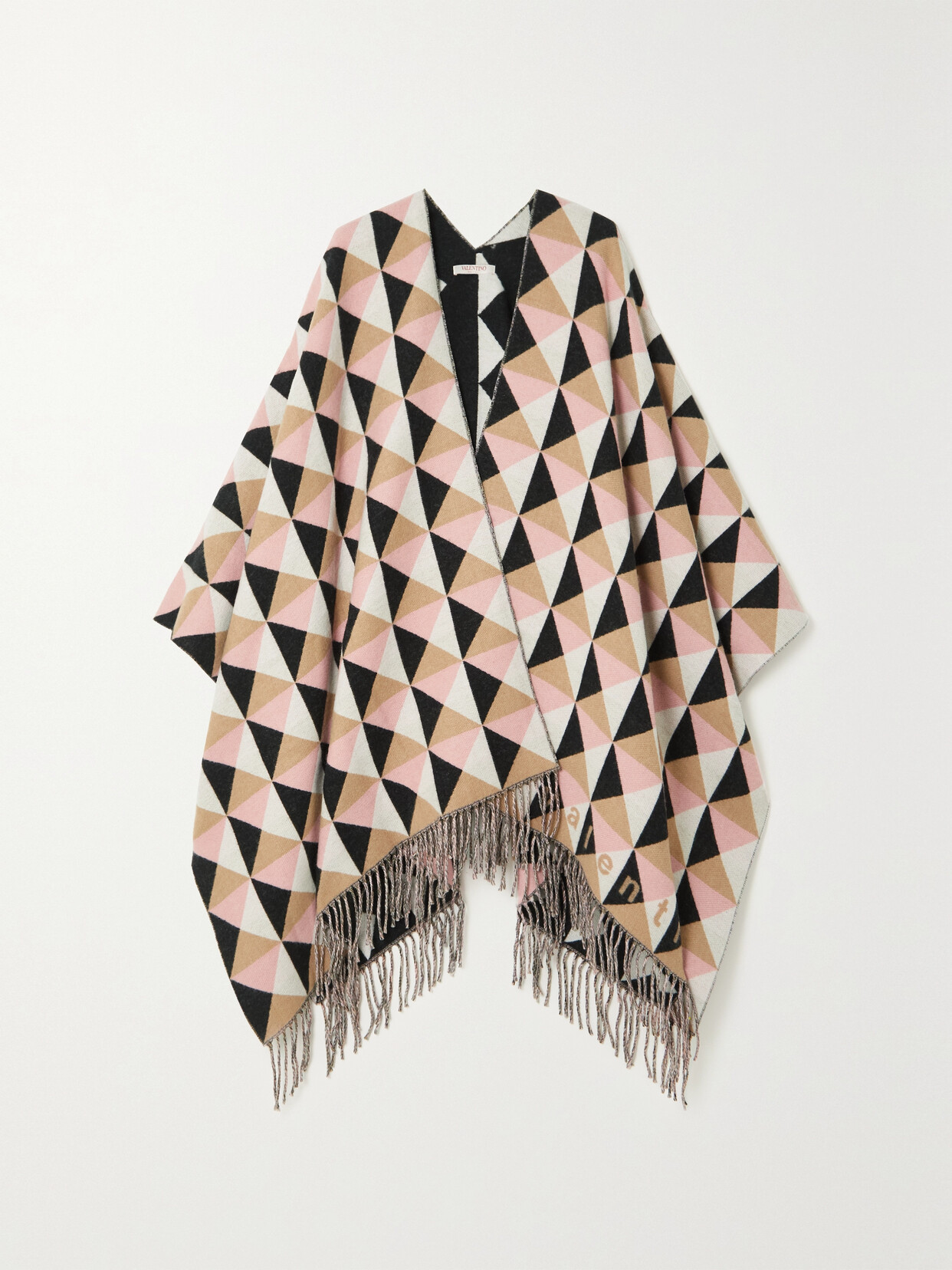 Valentino - Valentino Garavani Maxi Stud Cashmere And Wool-blend Jacquard Wrap - Pink 22 Awaiting product image