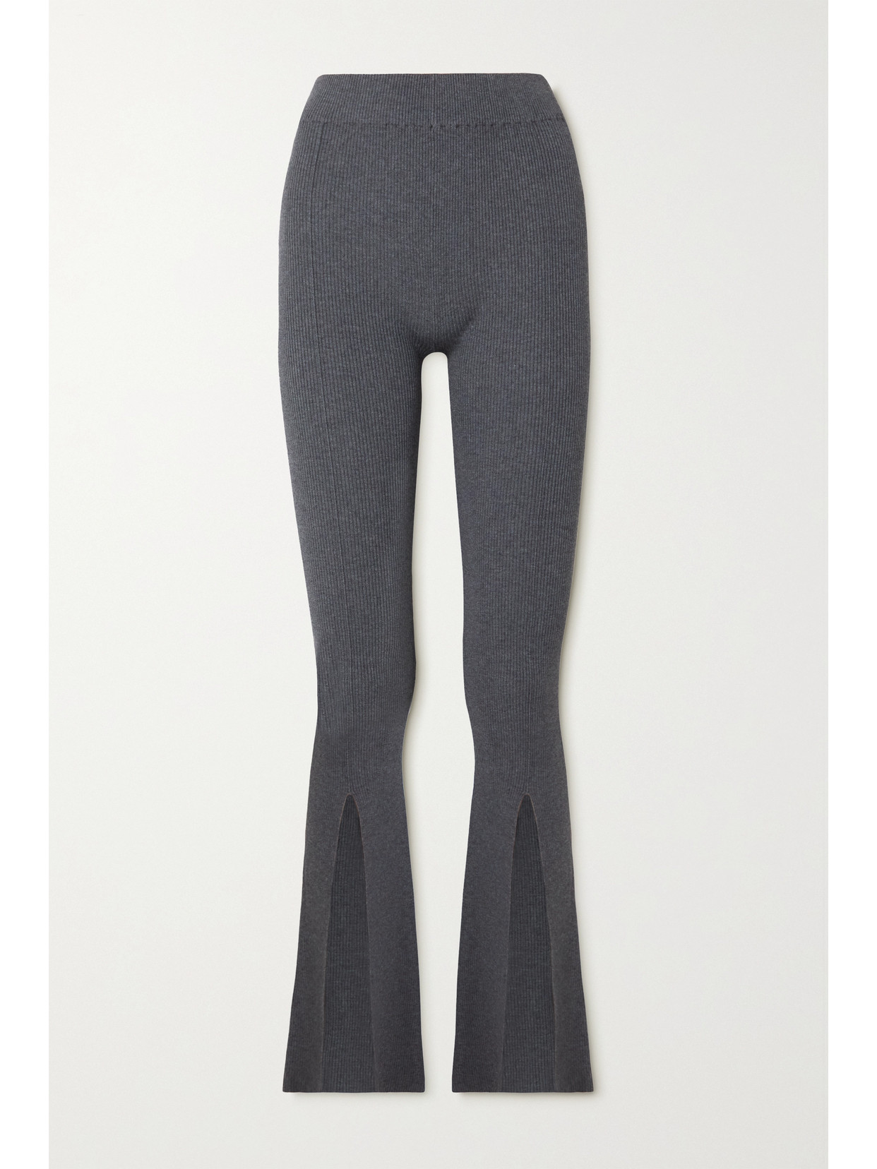Remain Birger Christensen Omly Ribbed Stretch-knit Leggings In Gray