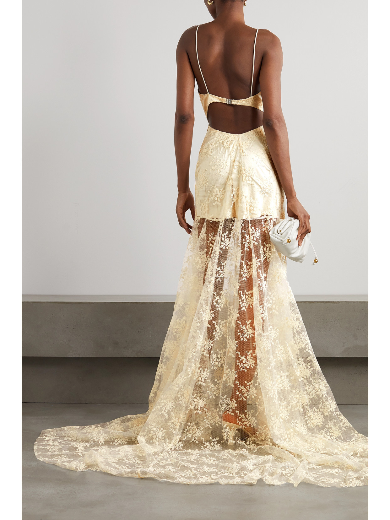Rotate Birger Christensen Miley Cutout Embroidered Lace And Satin Gown In Ivory