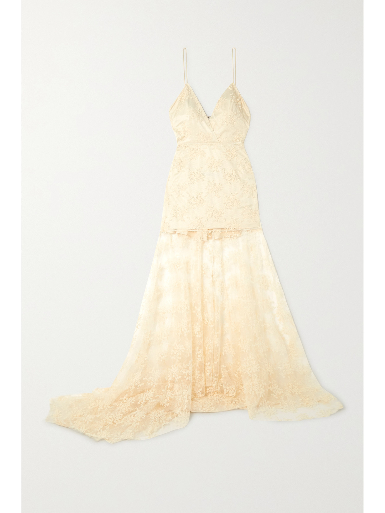 Rotate Birger Christensen Miley Cutout Embroidered Lace And Satin Gown In Ivory