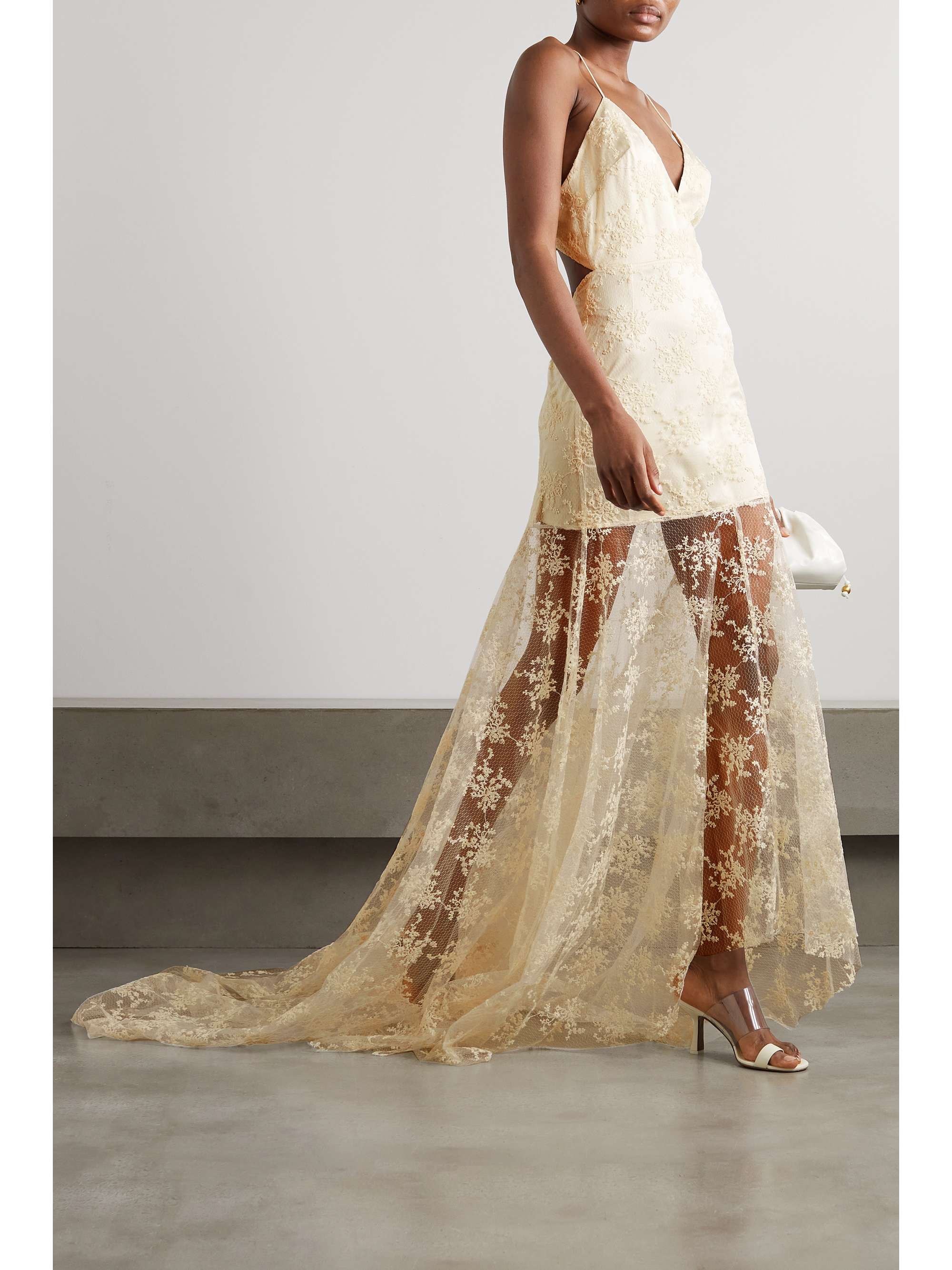 ROTATE BIRGER CHRISTENSEN Miley cutout embroidered lace and satin gown