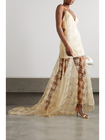 ROTATE Birger Christensen Miley cutout embroidered lace and satin gown