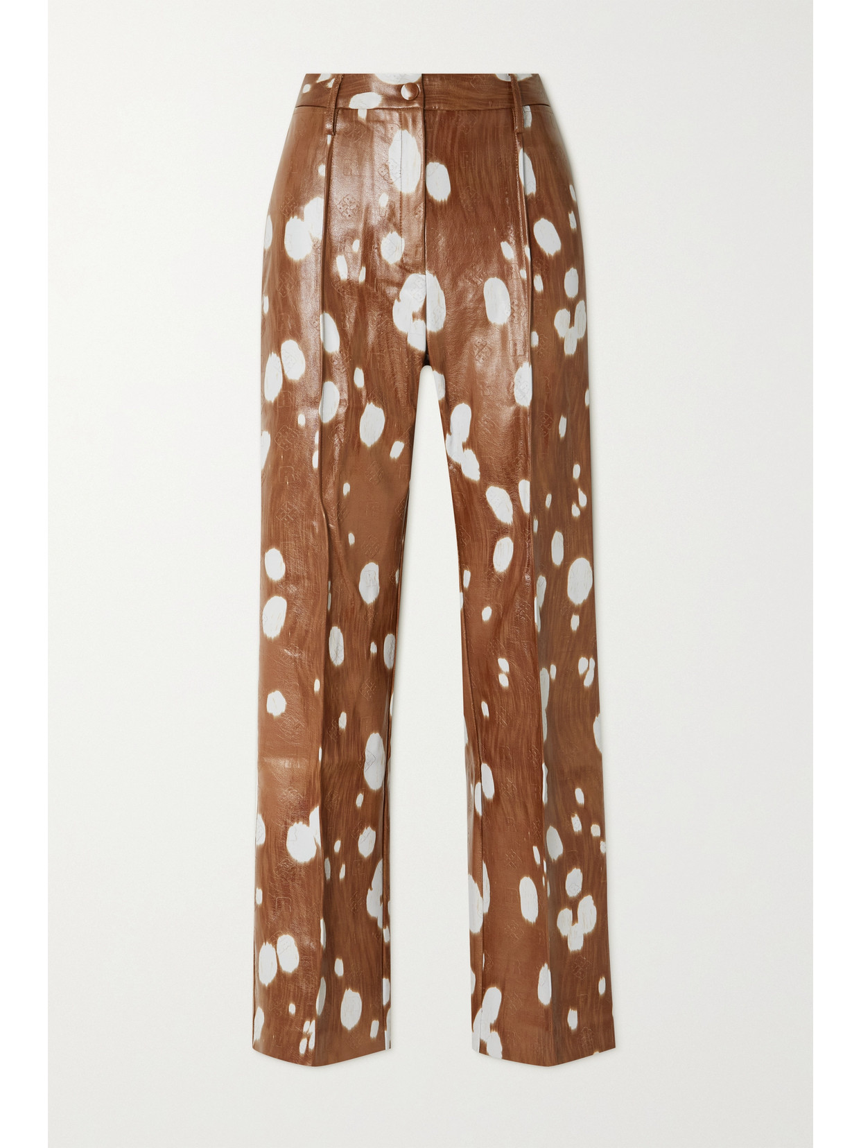 ROTATE BIRGER CHRISTENSEN + NET SUSTAIN ROBYN EMBOSSED ANIMAL-PRINT FAUX LEATHER STRAIGHT-LEG PANTS