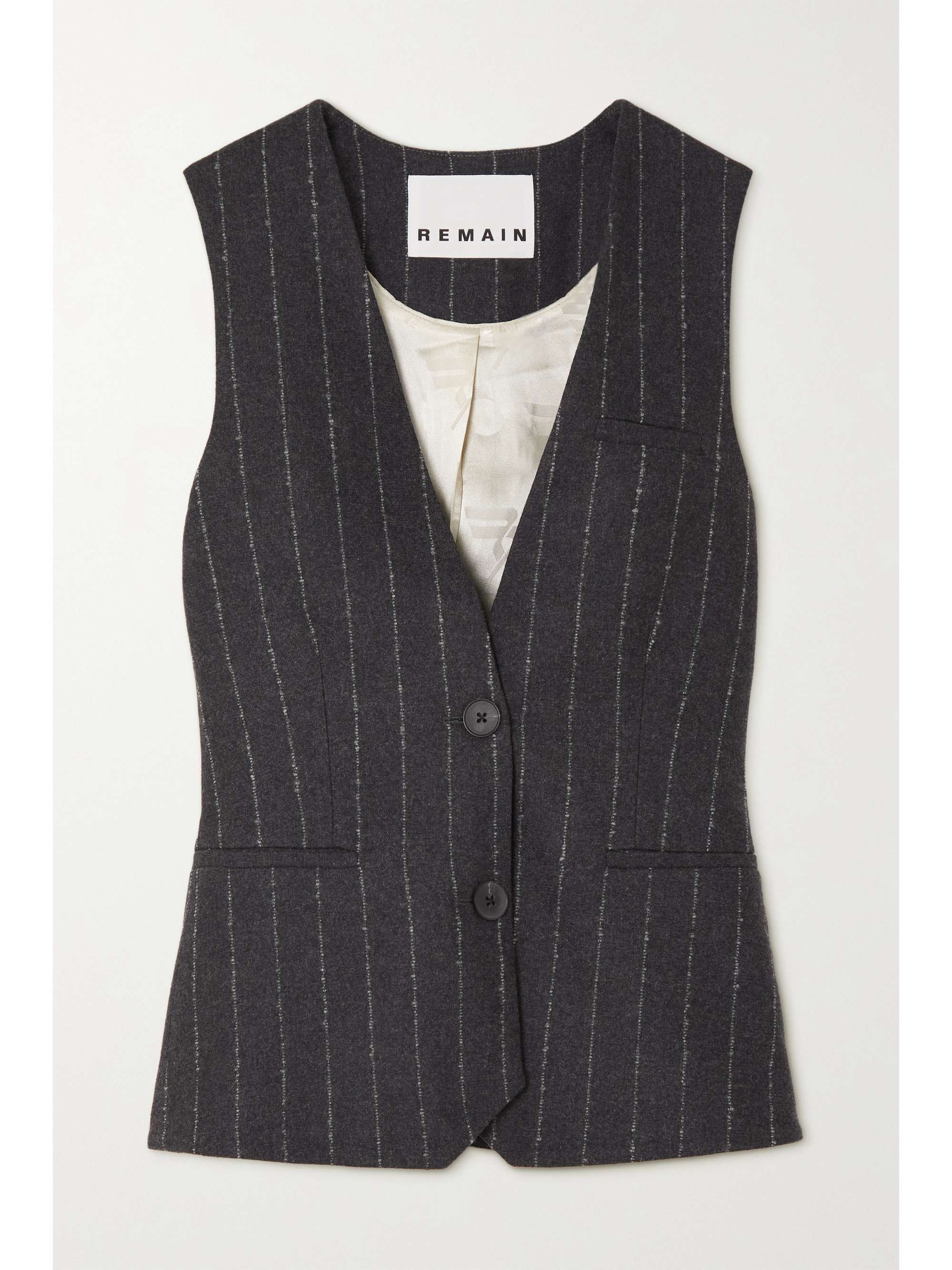 Anthracite Masja pinstriped wool-blend vest | REMAIN BIRGER CHRISTENSEN ...