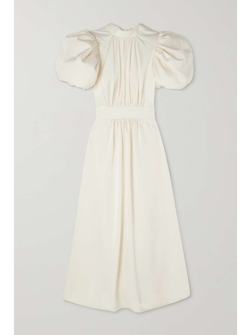 Rotate Birger Christensen + Net Sutain Cutout Pleated Recycled-satin Midi Dress