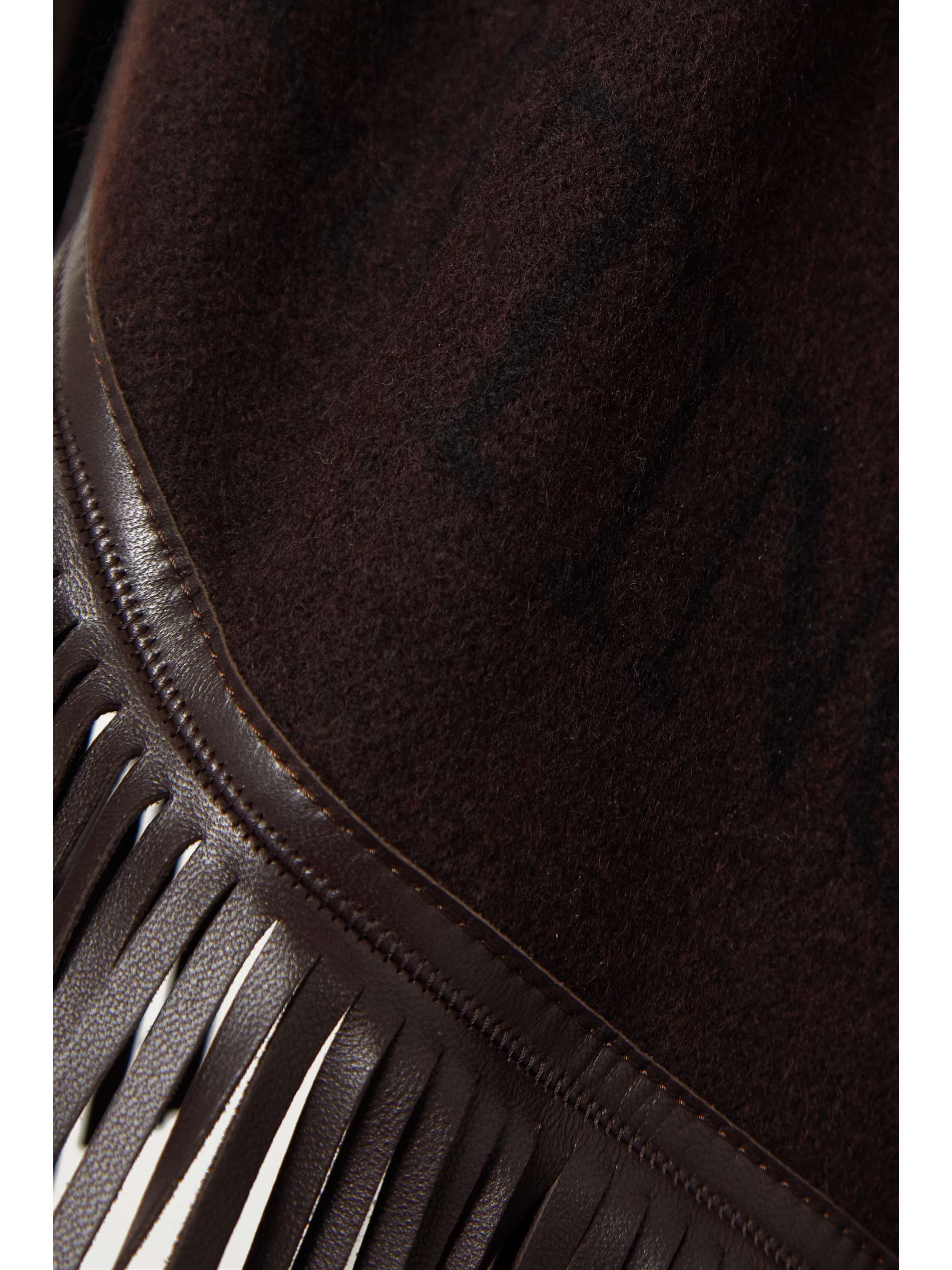 VALENTINO GARAVANI Valentino Garavani VLOGO fringed leather-trimmed cashmere wrap