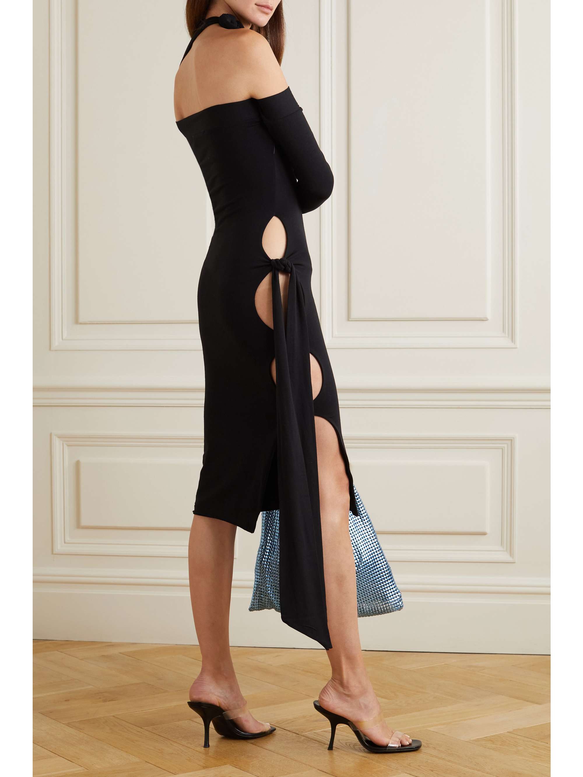 ROTATE BIRGER CHRISTENSEN + NET SUSTAIN Beca asymmetric cutout stretch organic cotton and modal-blend jersey dress