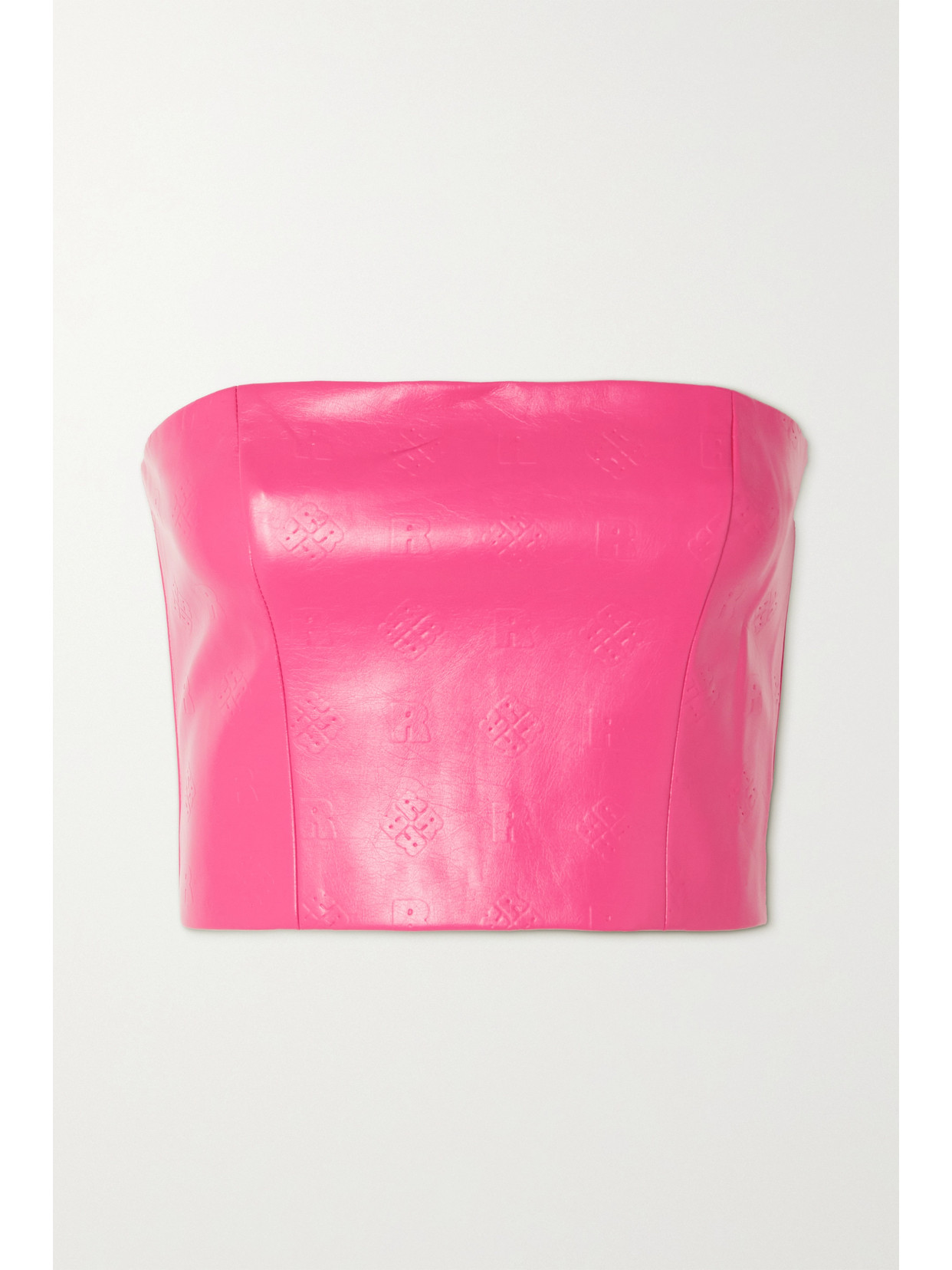 Rotate Birger Christensen Emili Pink Leatheret Top With Logo Jacquard Rotate Woman In Pink