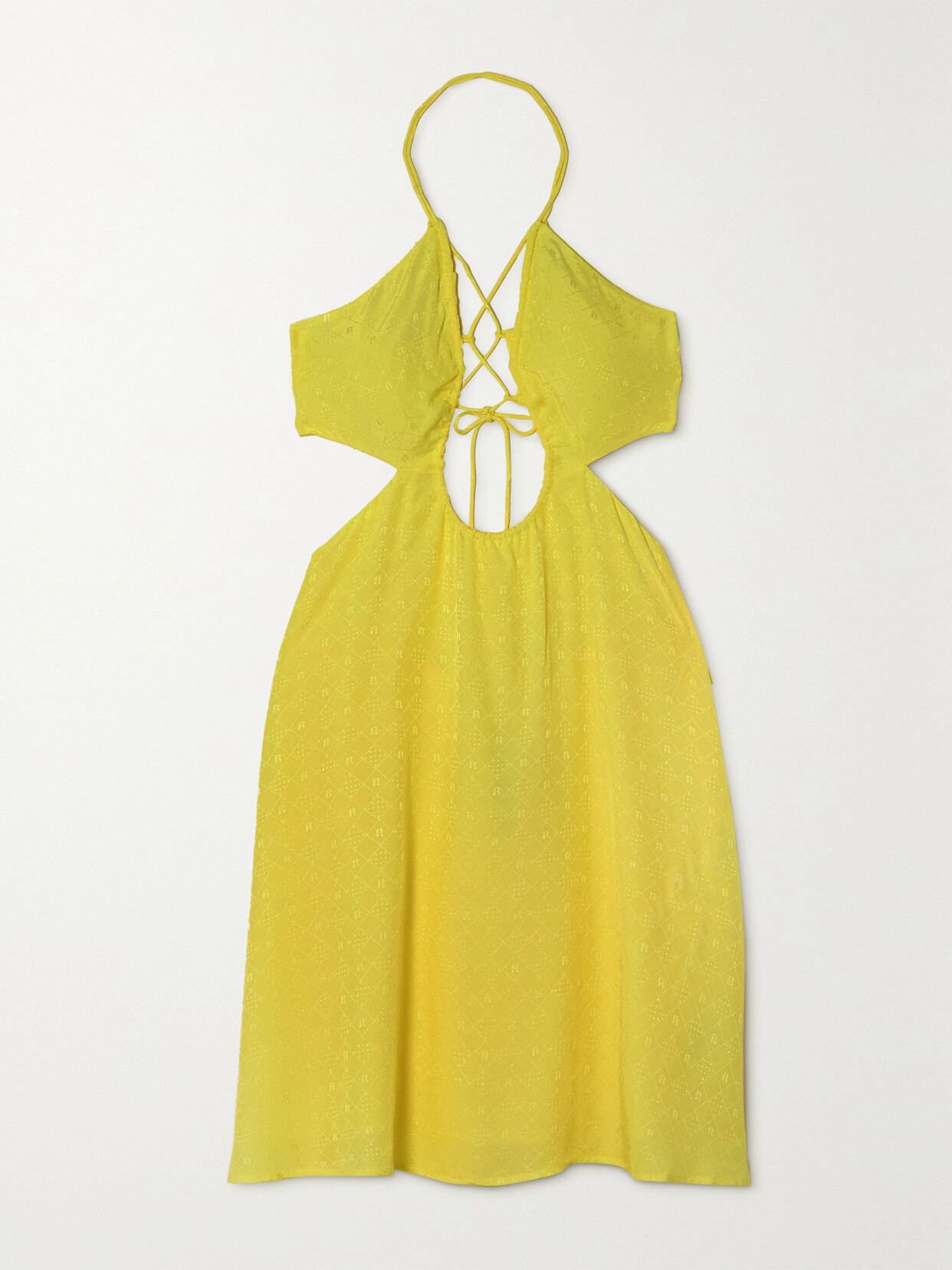 ROTATE Birger Christensen - + Net Sustain Nanna Logo-jacquard Cutout Halterneck Mini Dress - Yellow