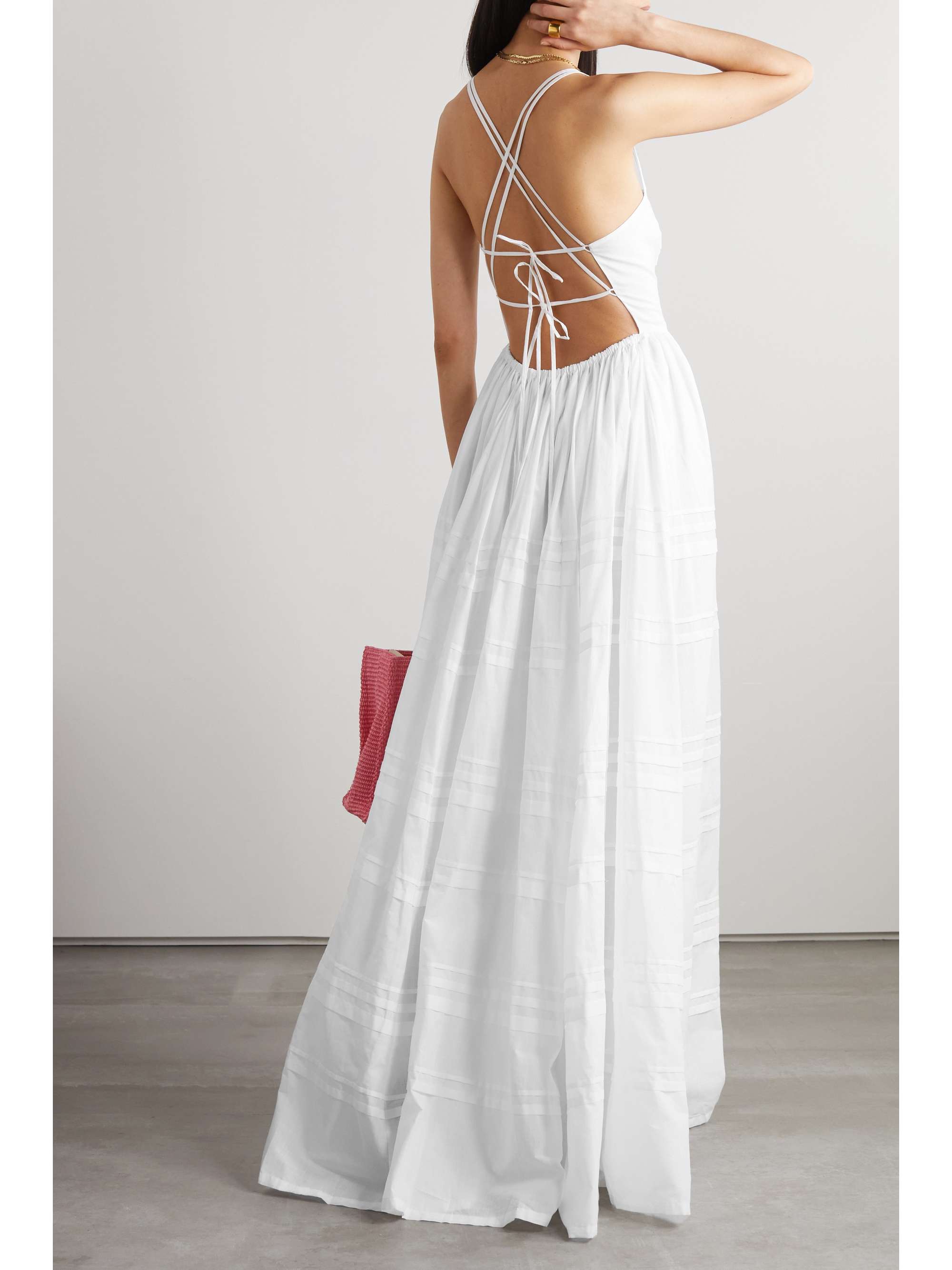White Brigitte open-back pintucked 