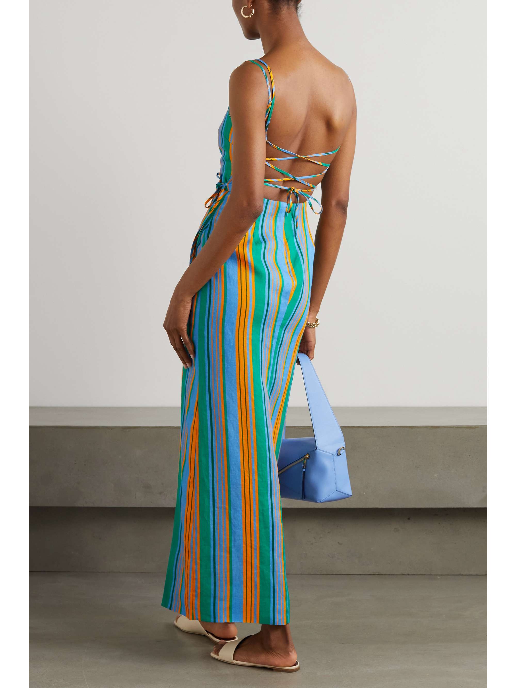 striped linen maxi dress | STAUD 