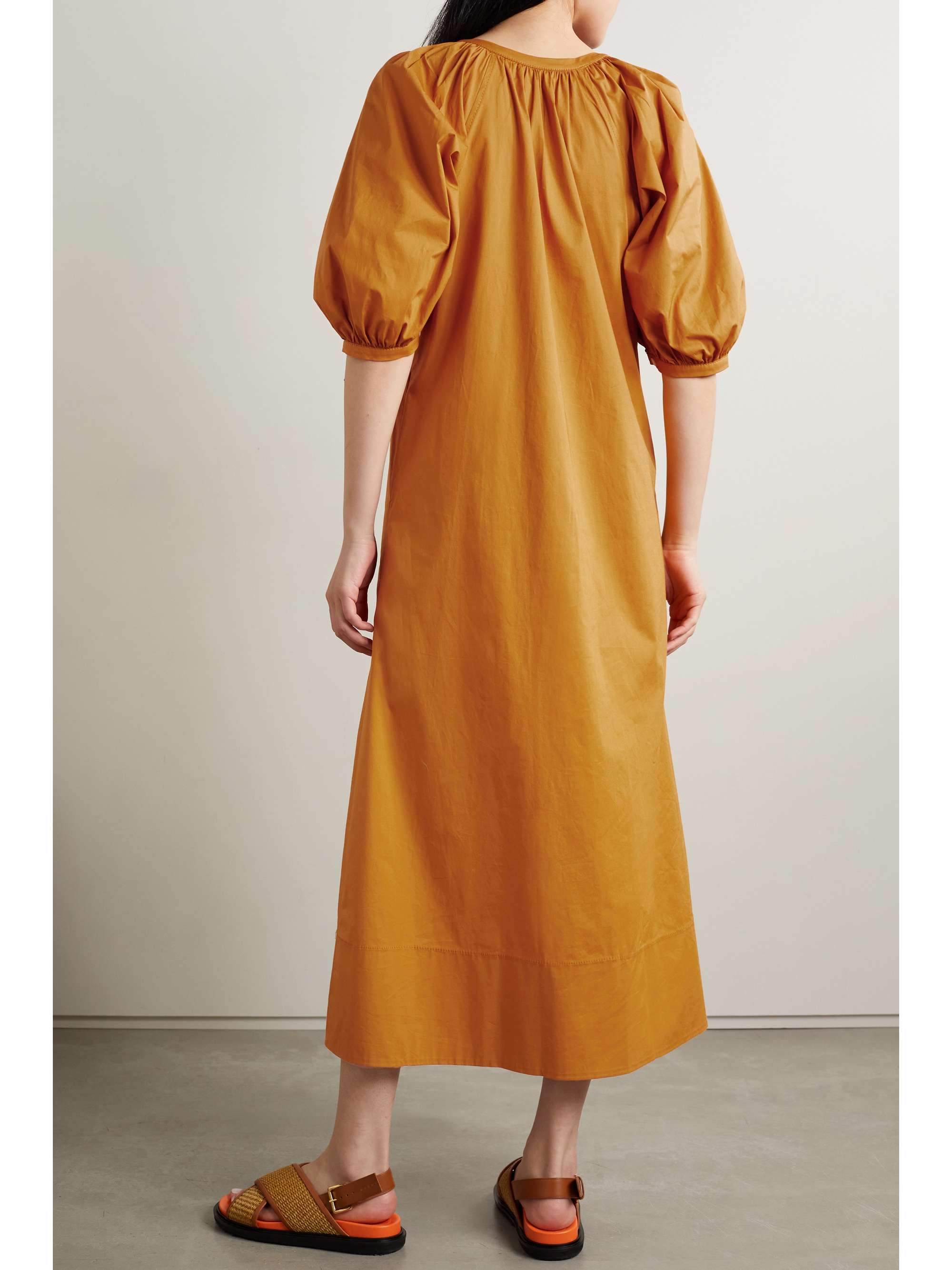 STAUD Vincent cotton-blend poplin midi dress
