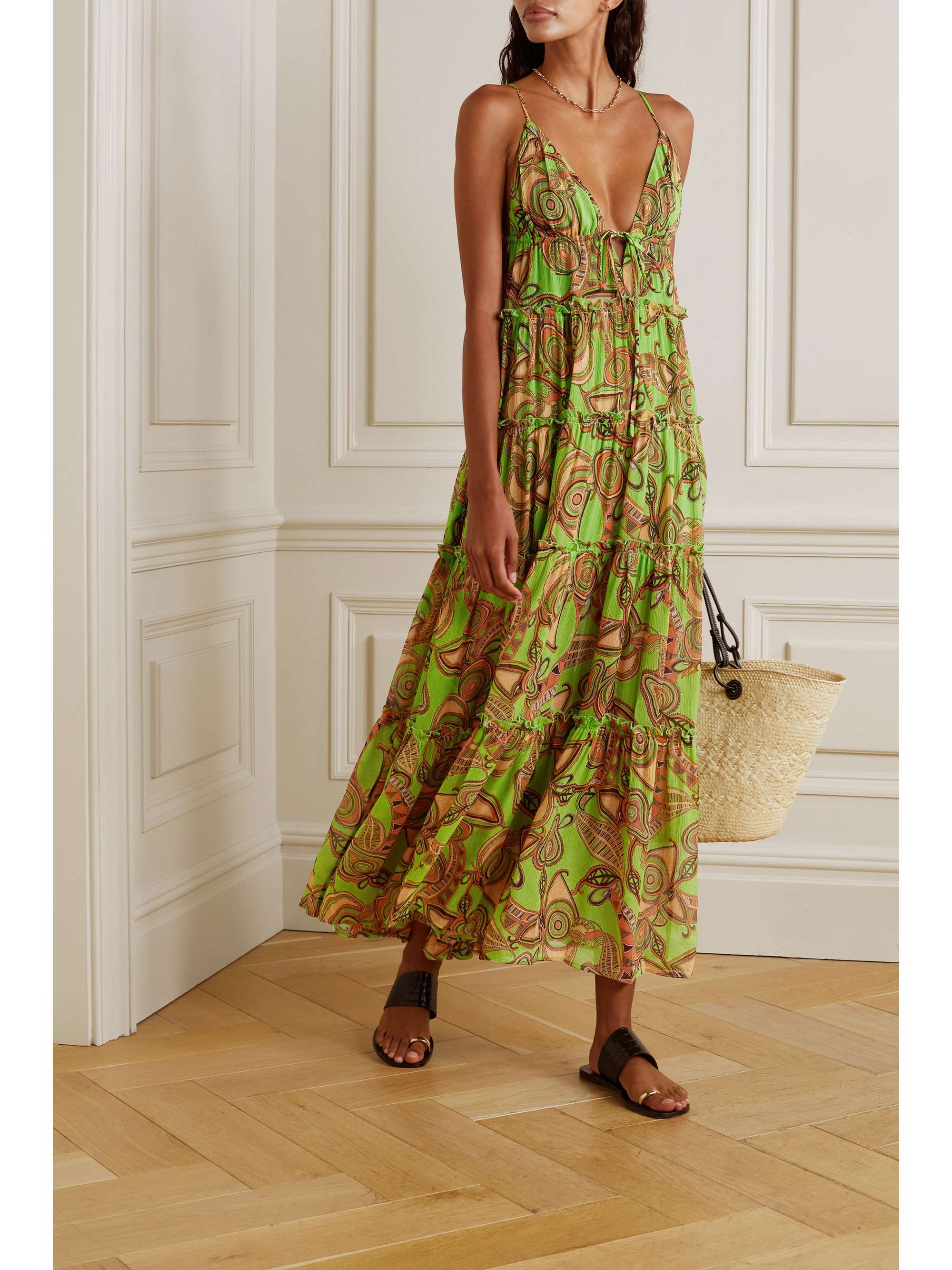 ALÉC Gemma tiered printed silk-crepon maxi dress