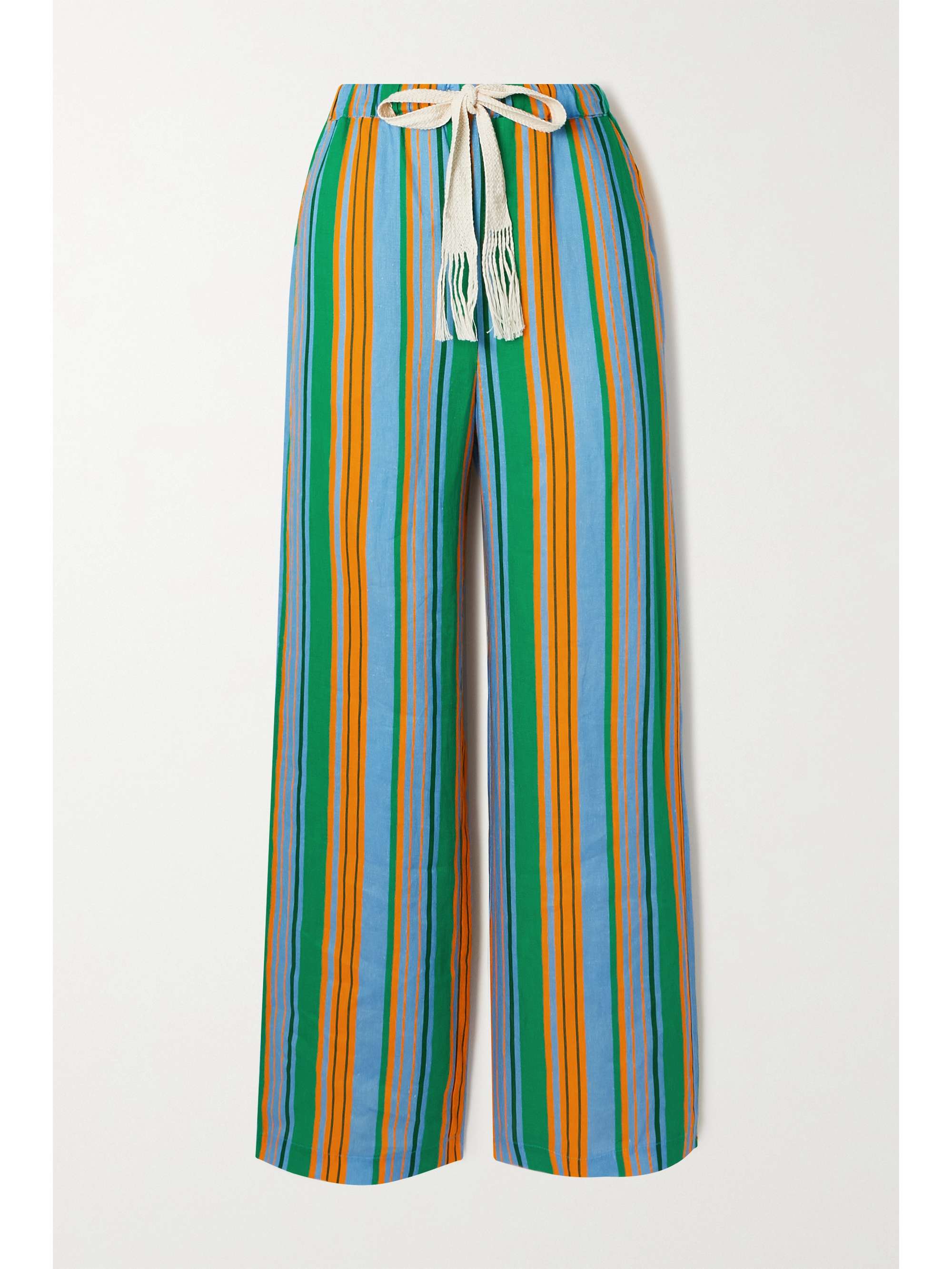 Green Alize striped linen wide-leg 