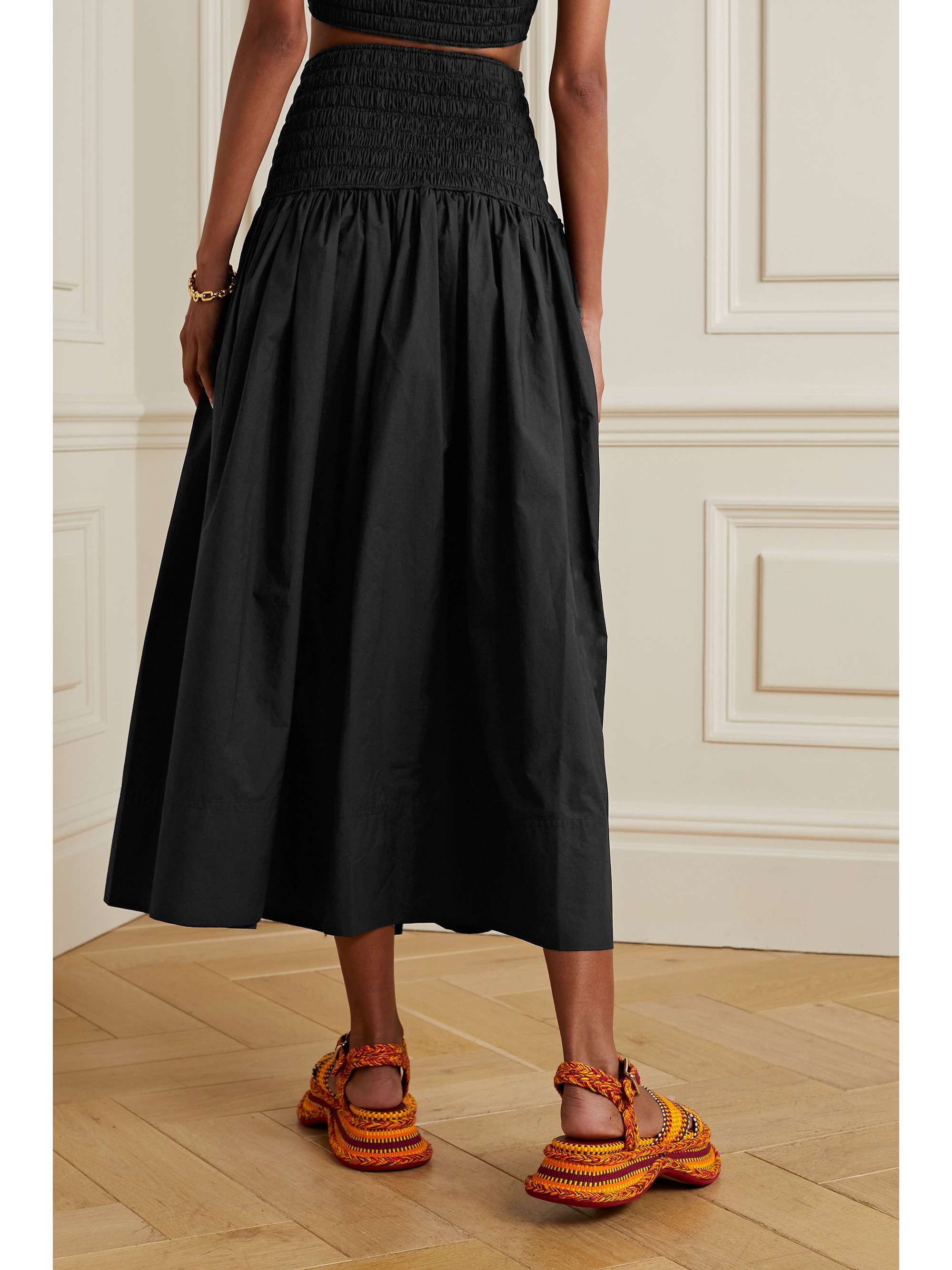 A.L.C. Catalina shirred cotton-poplin maxi skirt