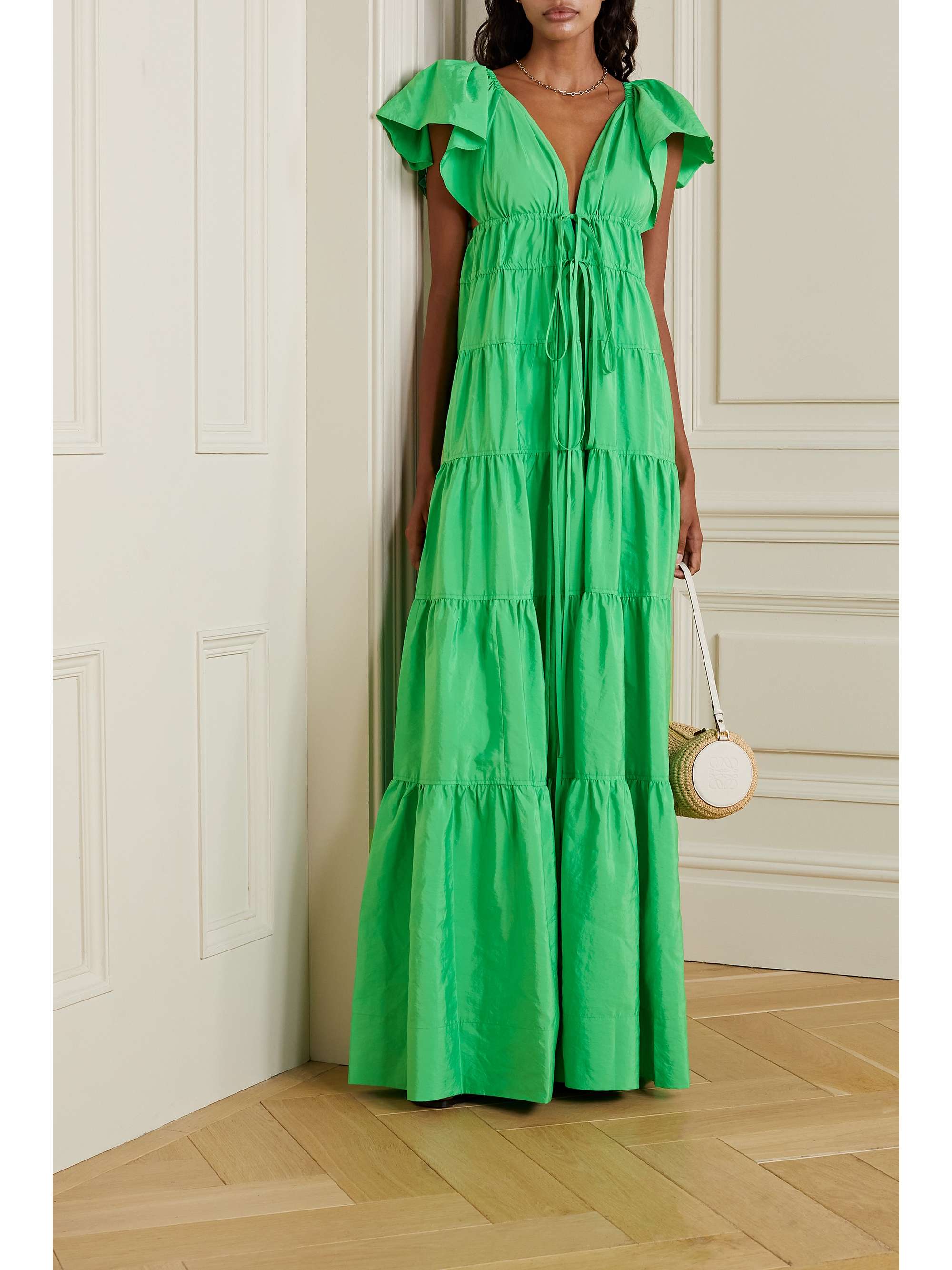 A.L.C. Luca tiered faille maxi dress