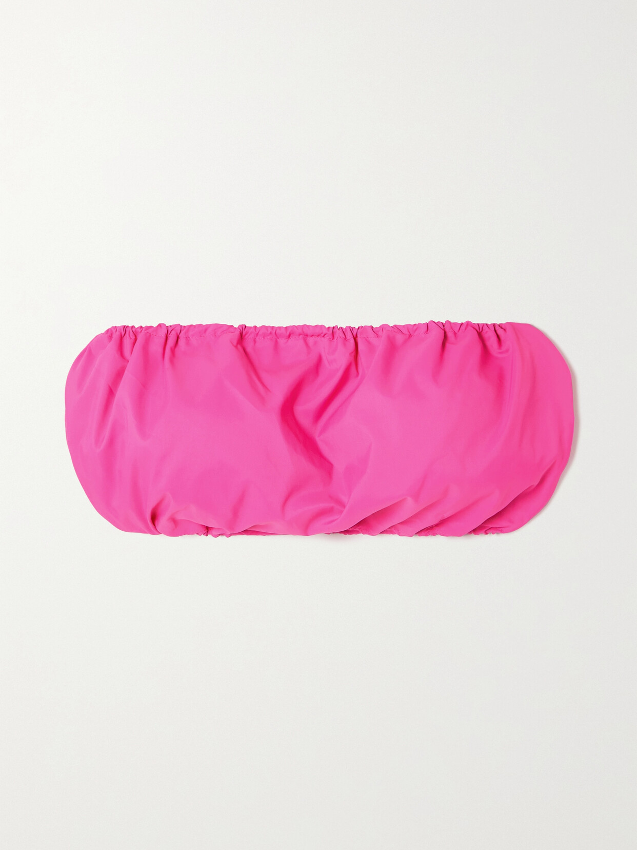 Staud Gigi Crop Strapless Drawstring Detail Recycled Nylon Top In Pink