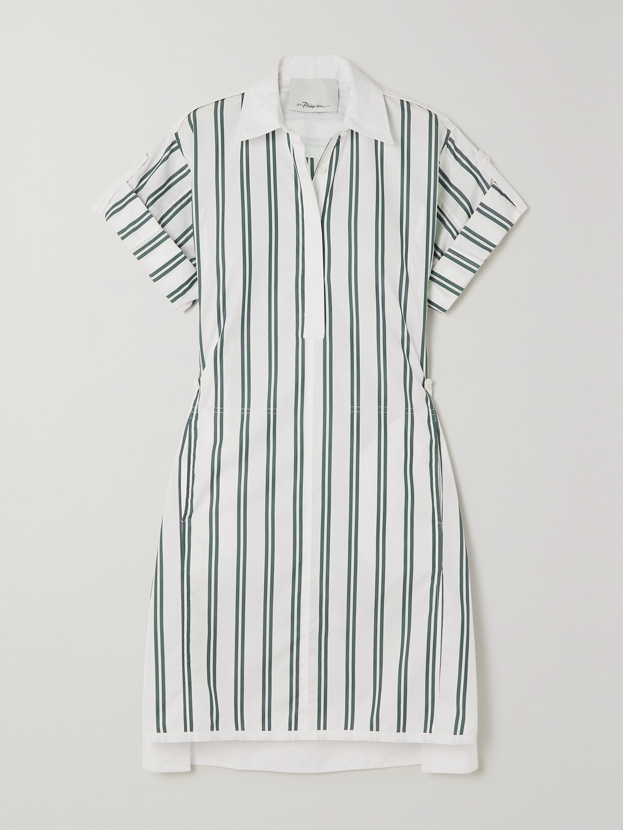 3.1 Phillip Lim - Striped Cotton-blend Poplin Mini Shirt Dress - White 22 Awaiting product image