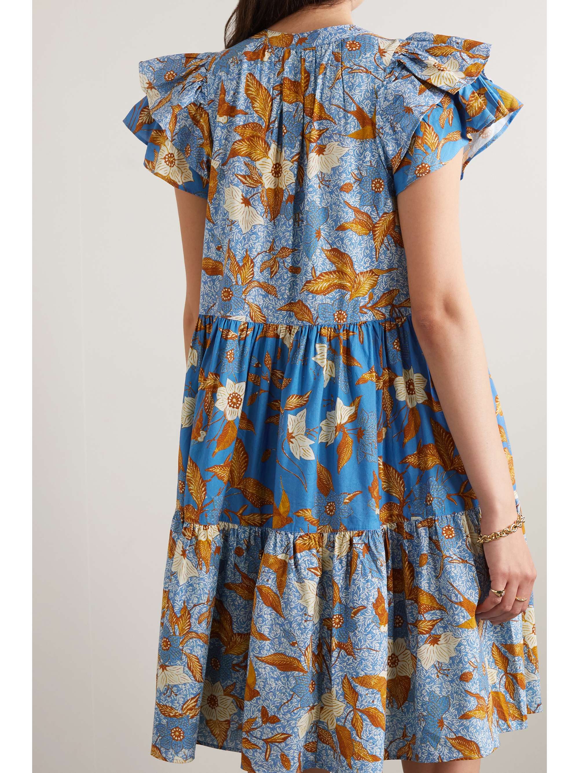 ULLA JOHNSON Gail ruffled tiered patchwork floral-print cotton-blend dress