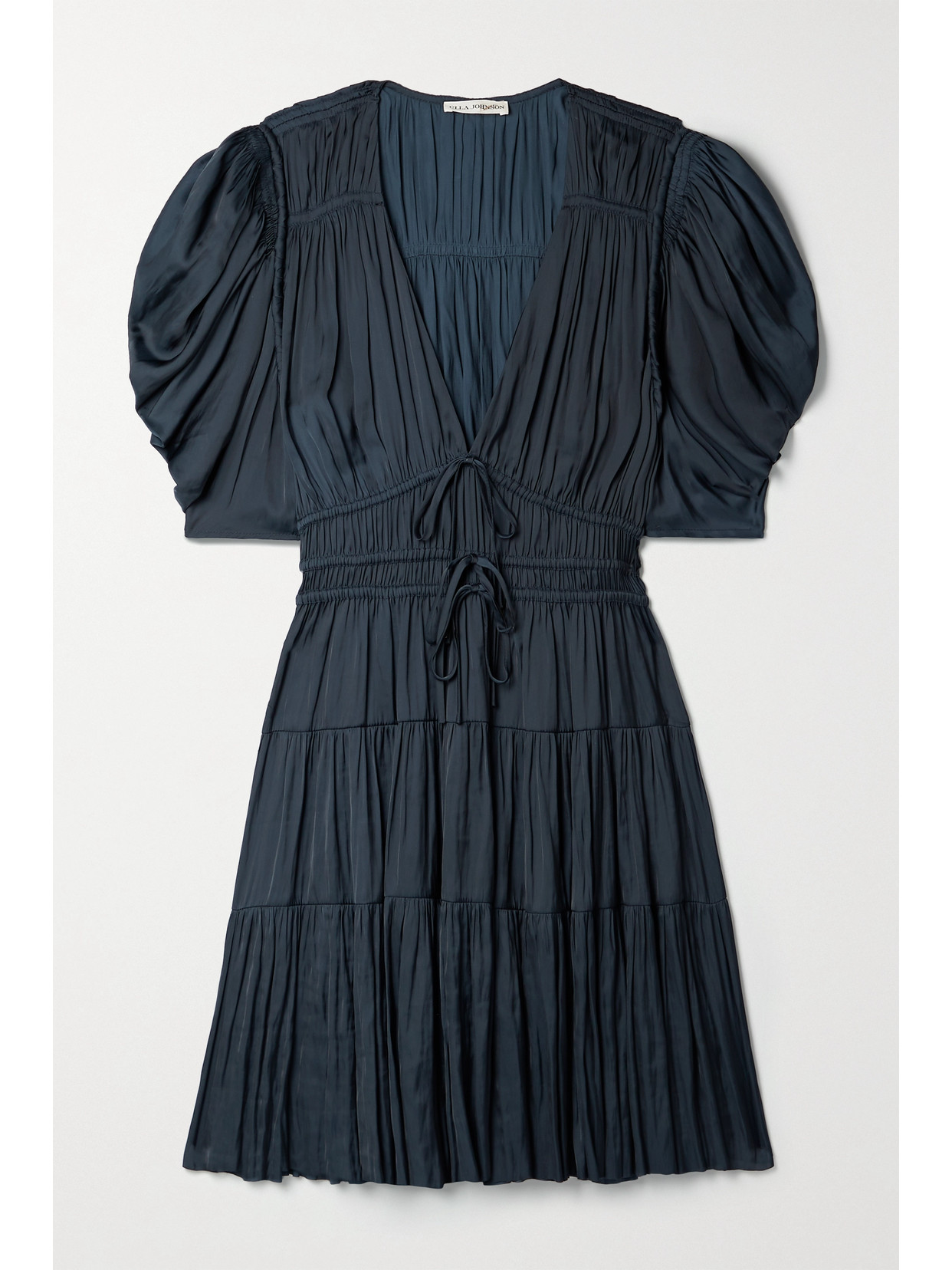 ULLA JOHNSON AZARIA PLISSÉ-SATIN MINI DRESS