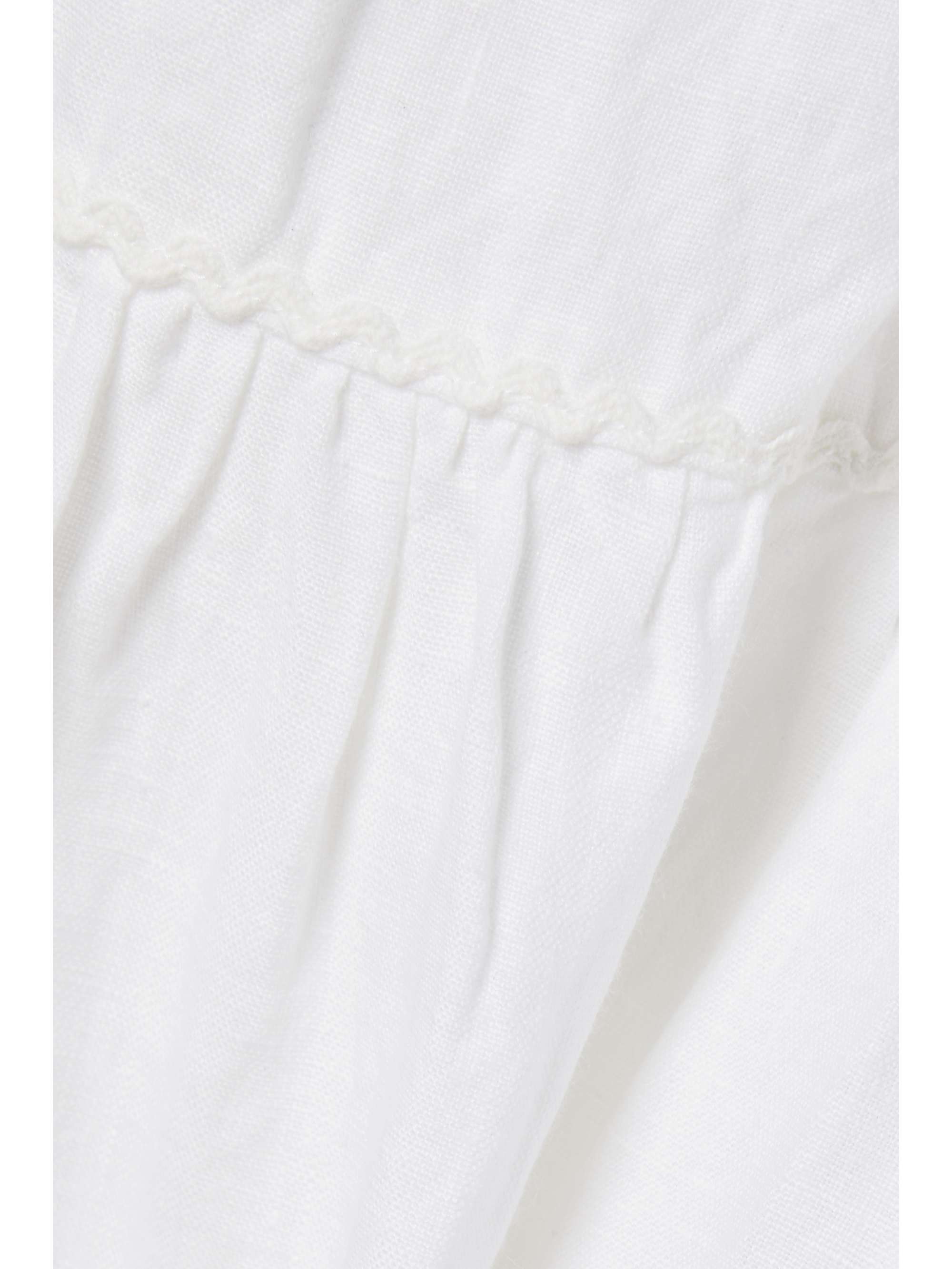 ULLA JOHNSON Corianne crochet-trimmed tiered linen mini dress