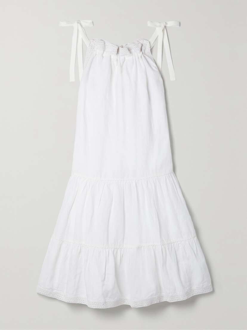 Ulla Johnson Corianne Crochet-trimmed Tiered Linen Mini Dress