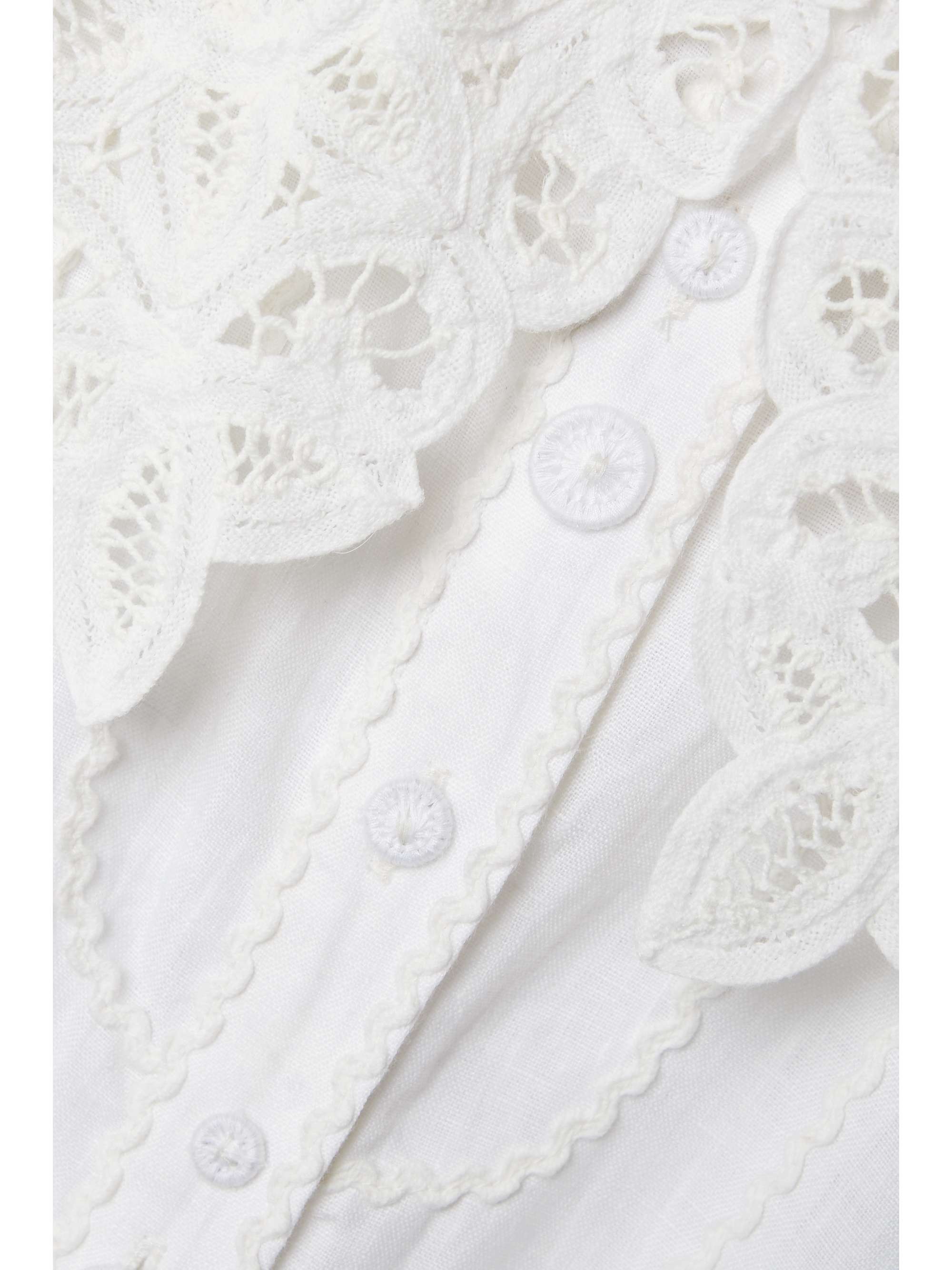 ULLA JOHNSON Fiona crochet-trimmed linen midi dress