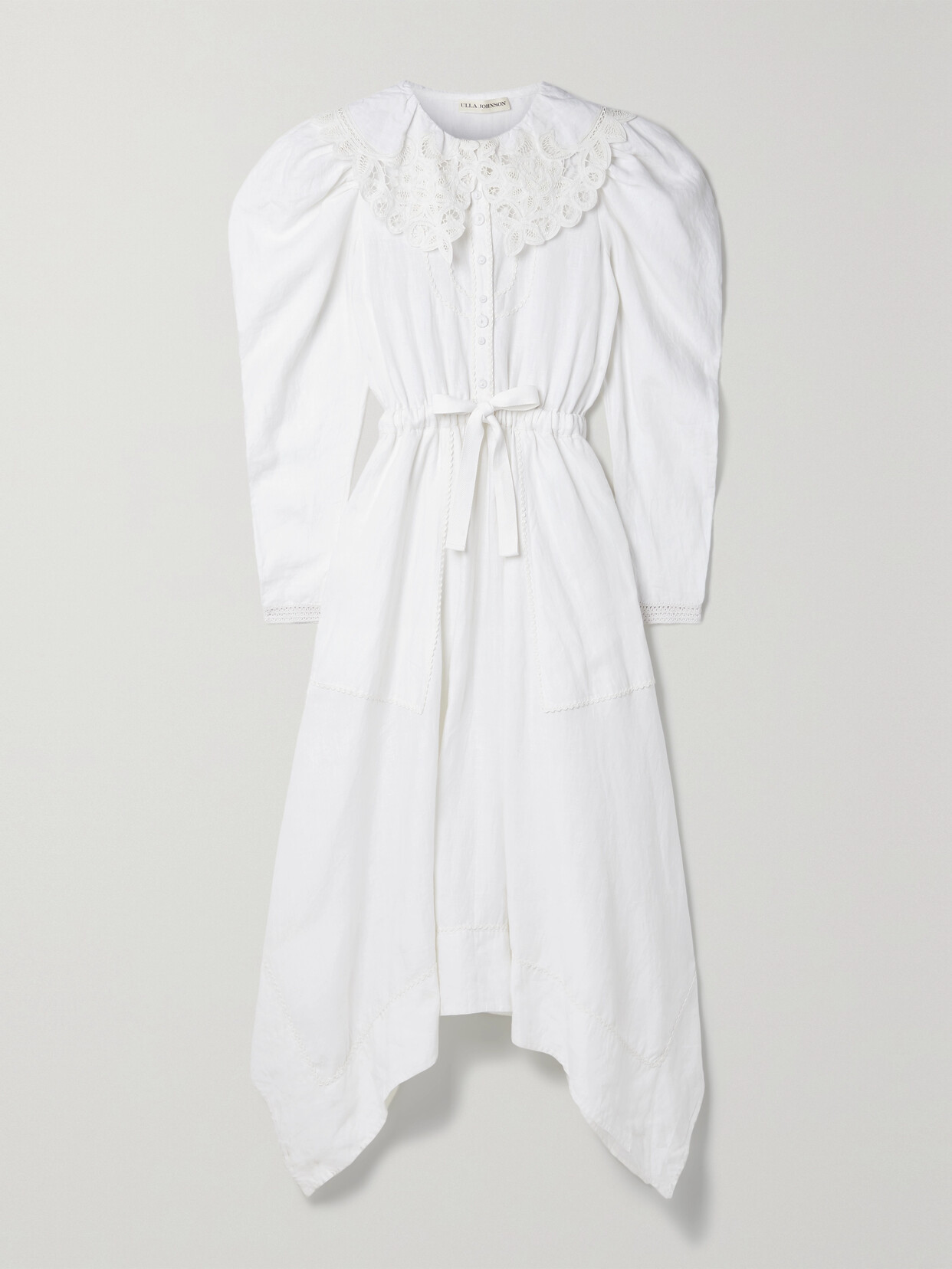 Ulla Johnson Fiona Crochet-trimmed Linen Midi Dress - White