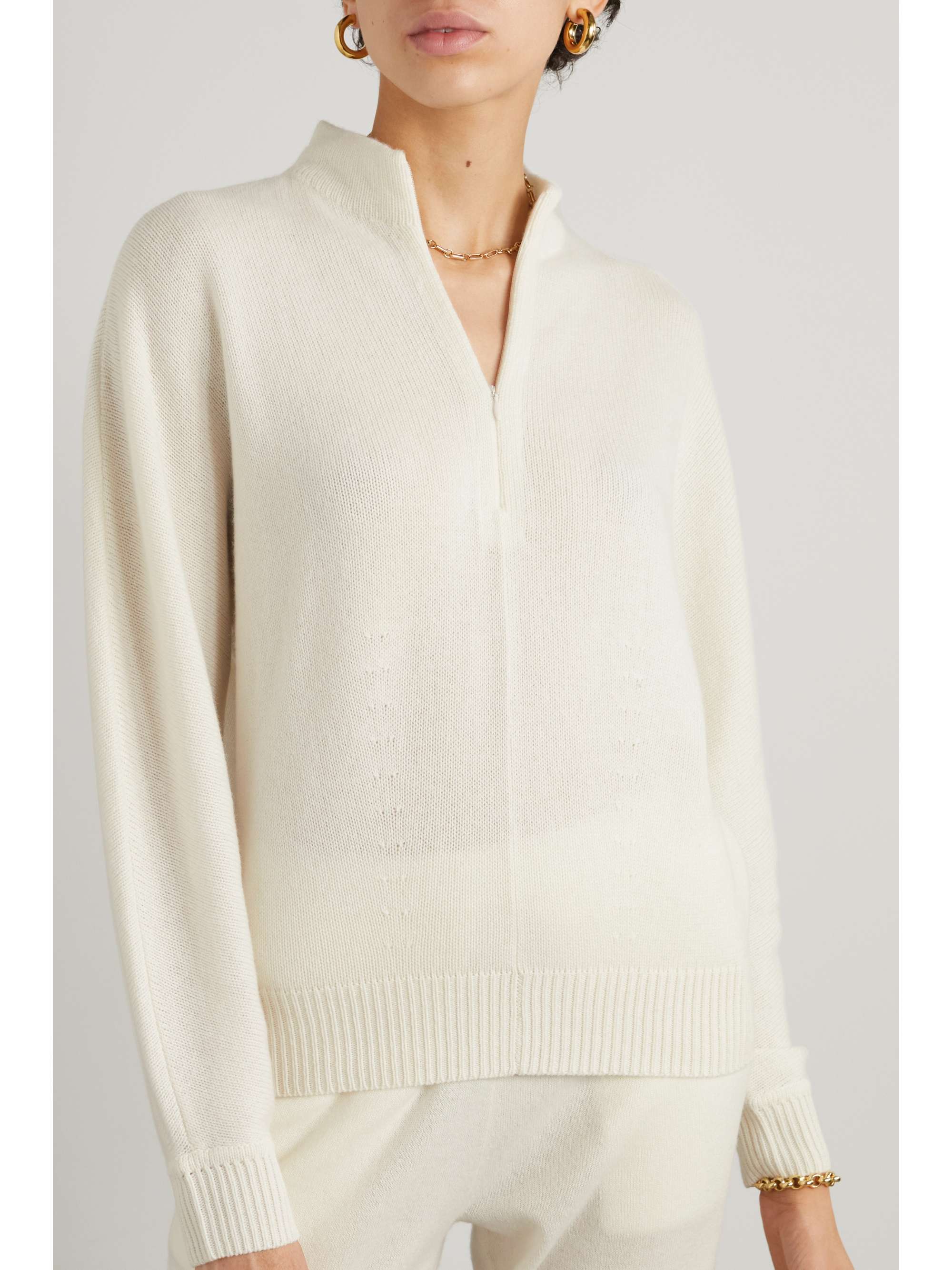 Ivory Cashmere half-zip sweater 