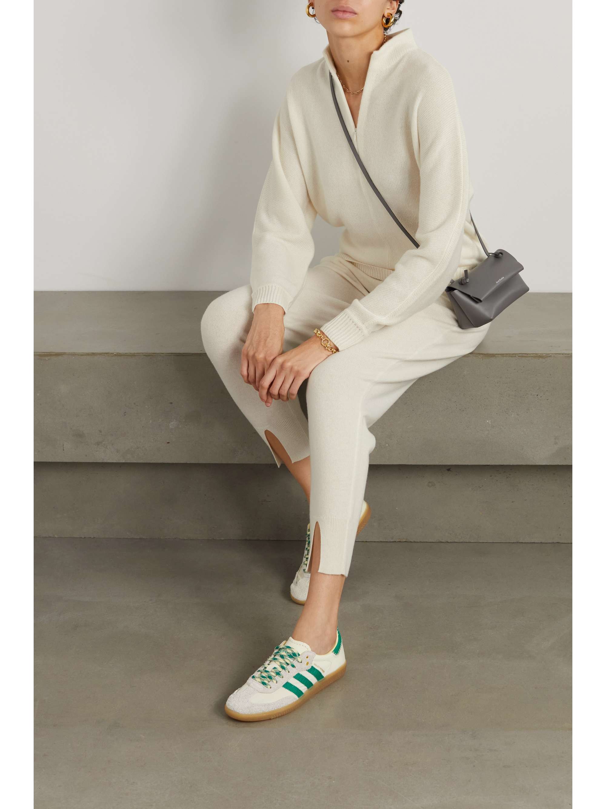Ivory Cashmere half-zip sweater 