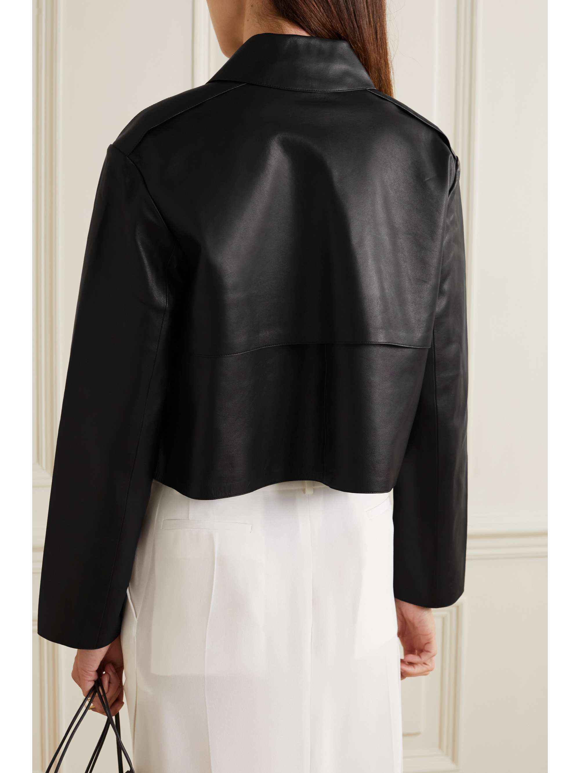 THEORY Cropped leather jacket