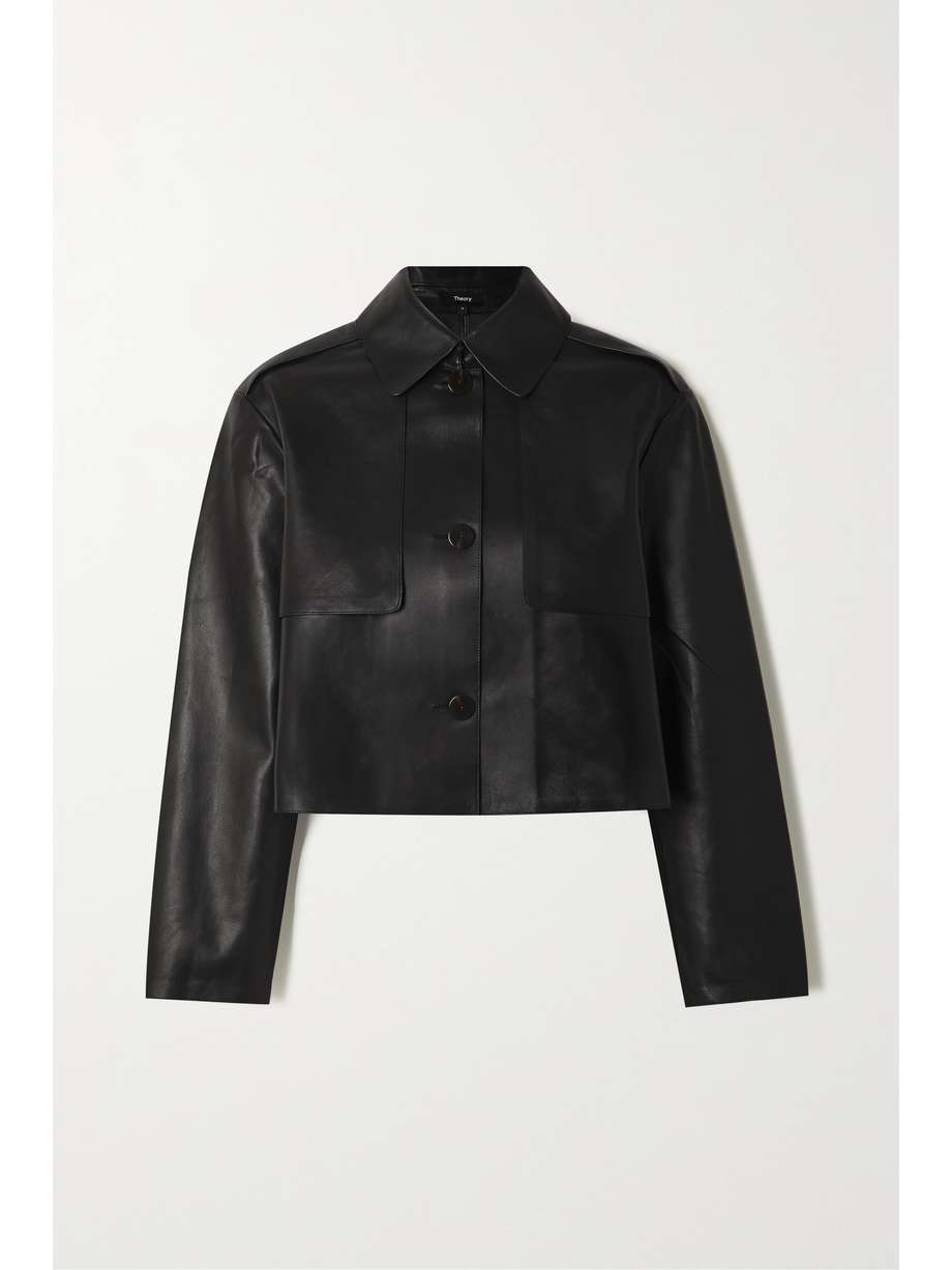 THEORY Cropped leather jacket