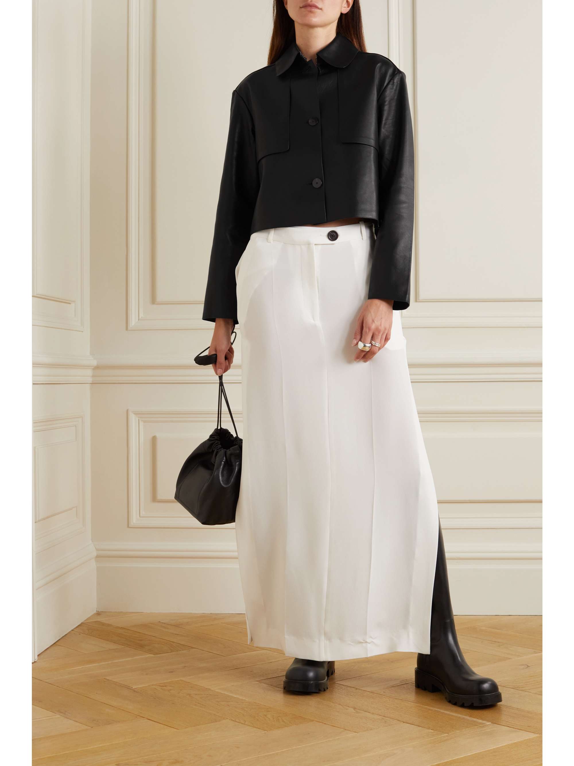 THEORY Cropped leather jacket