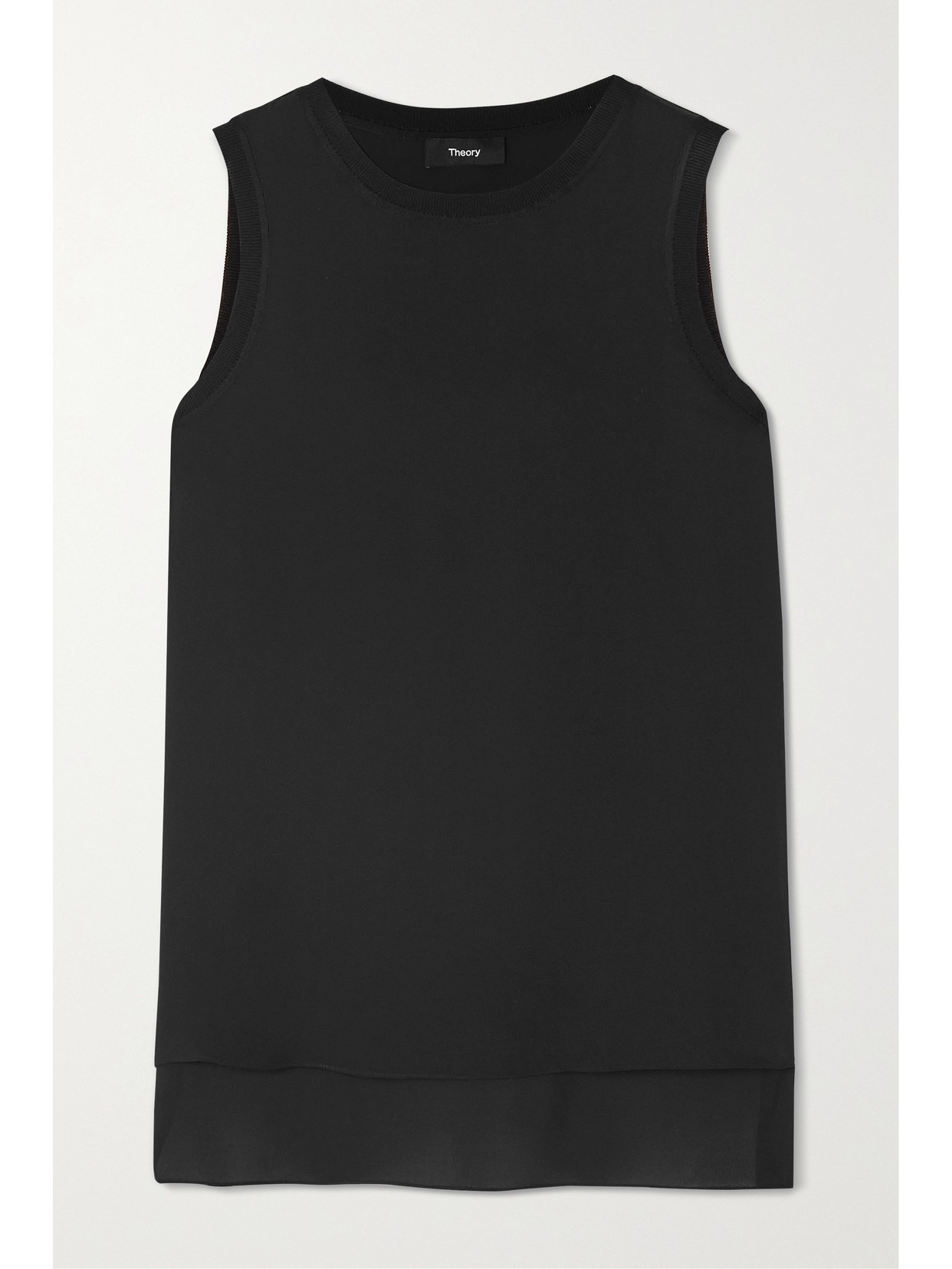 Theory Lewie Silk Tank In Black