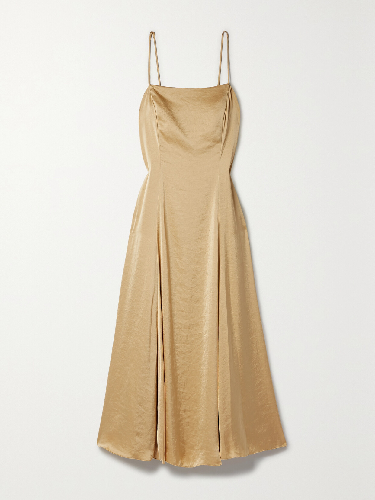 THEORY HAMMERED-SATIN MIDI DRESS