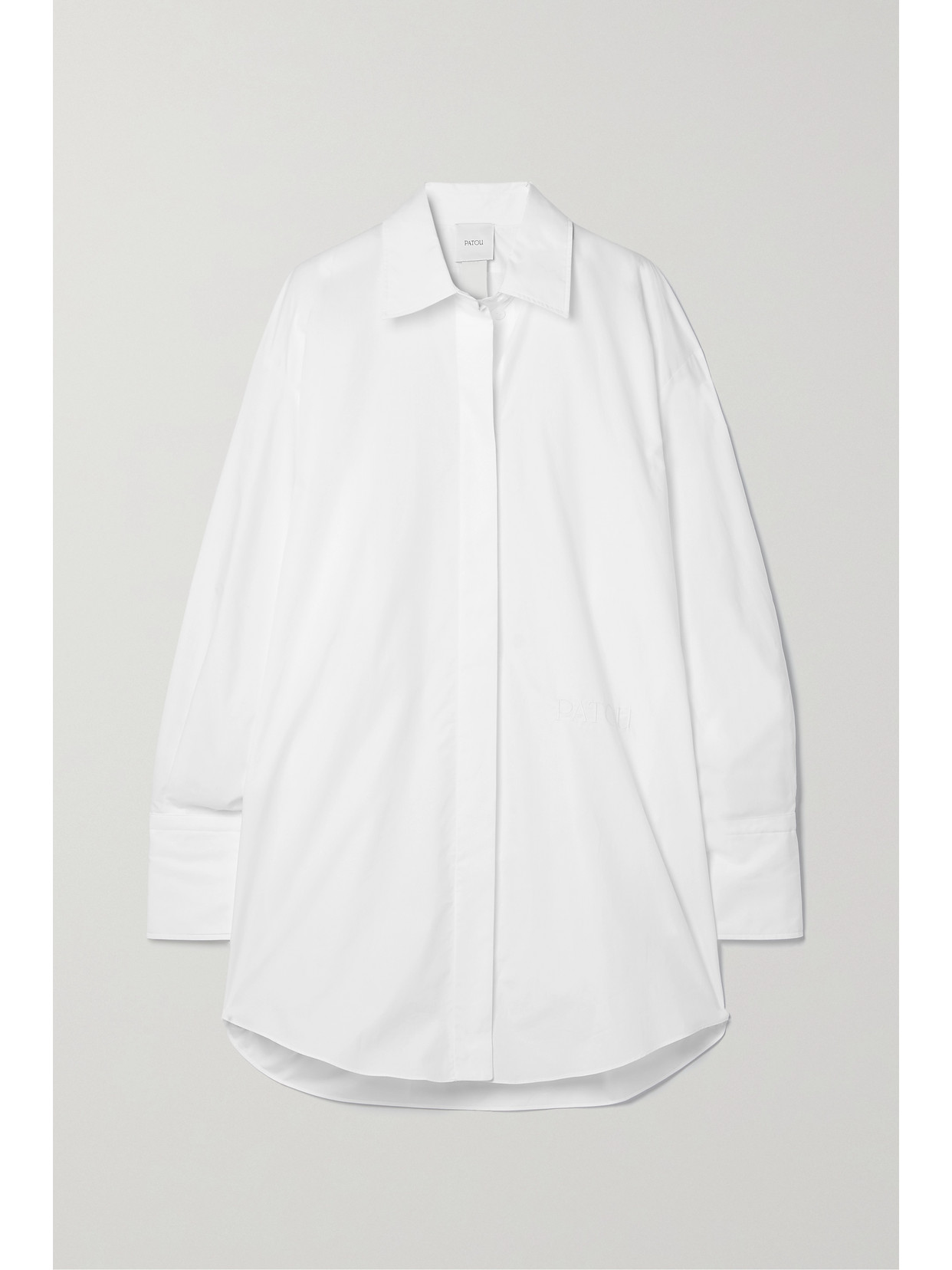 Patou - Oversized Cotton-poplin Mini Shirt Dress - White