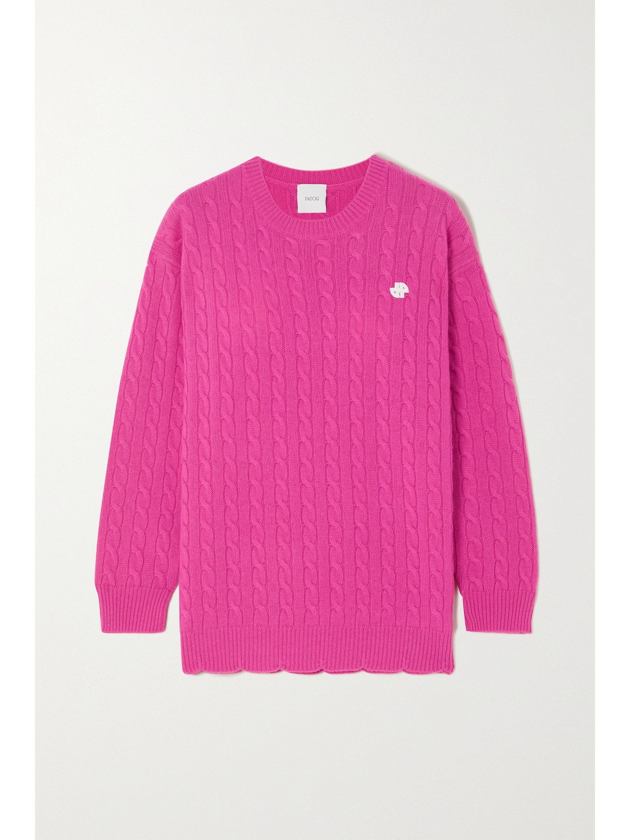 Shop Patou Cable-knit Merino Wool Sweater In Pink