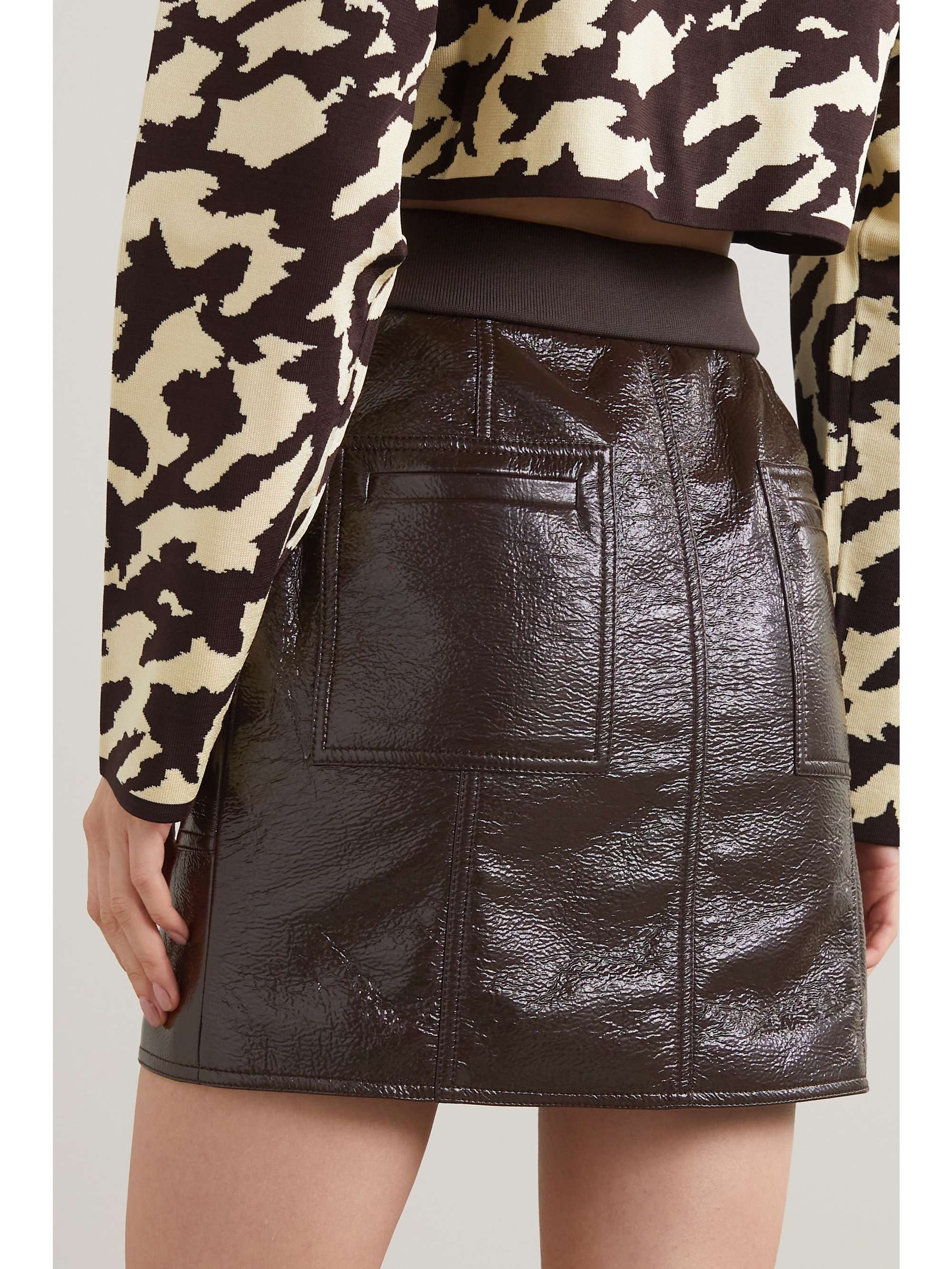 LVIR Vegan crinkled patent-leather mini skirt