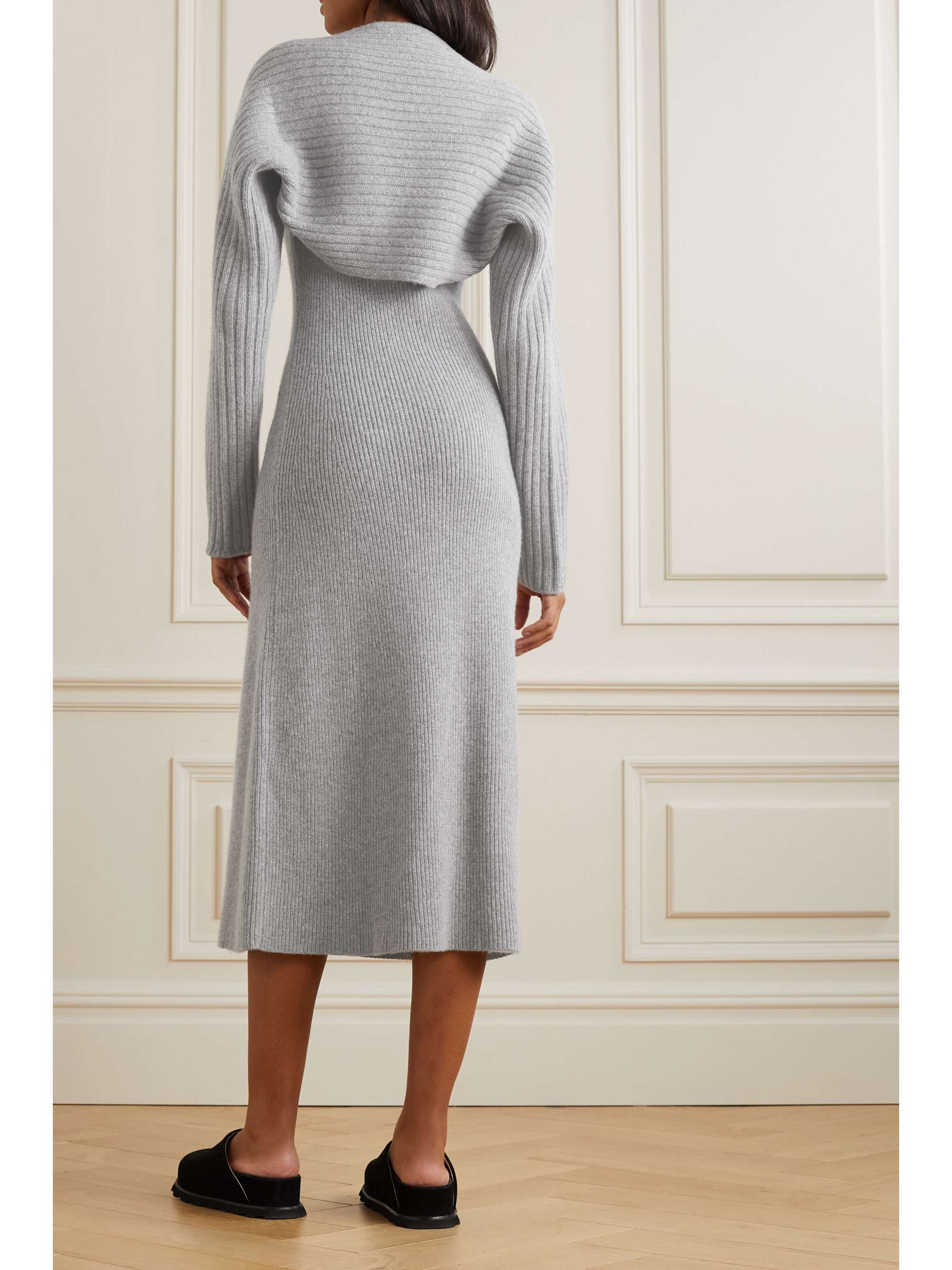 LVIR Ribbed-knit cardigan and midi dress set