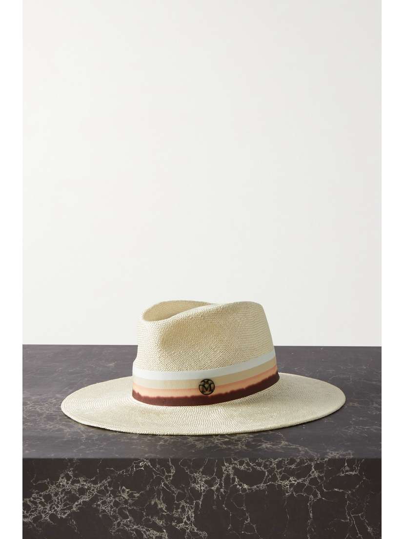 Maison Michel Charles Grosgrain-trimmed Straw Fedora
