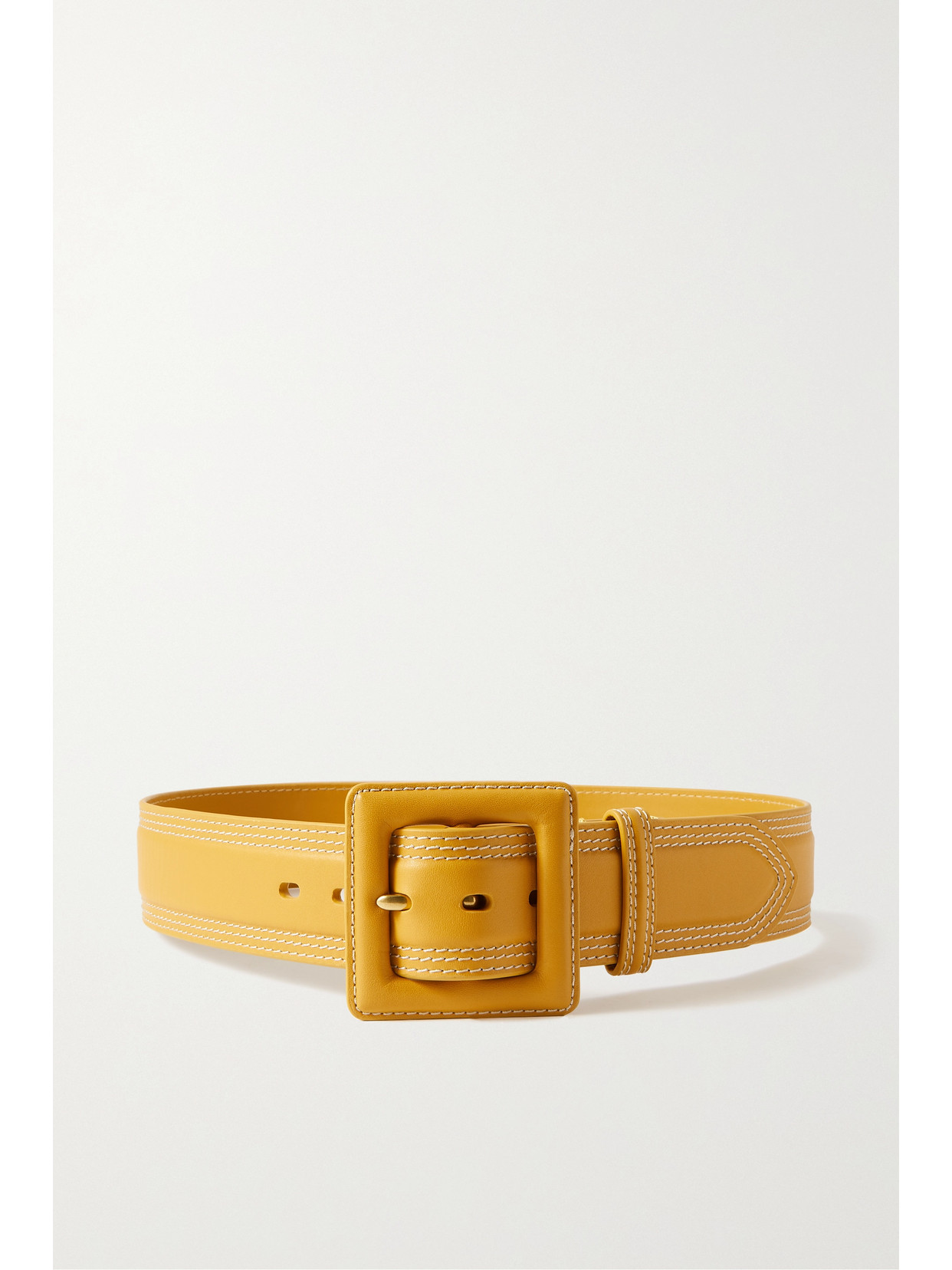 Zimmermann - Topstitched Leather Waist Belt - Mustard