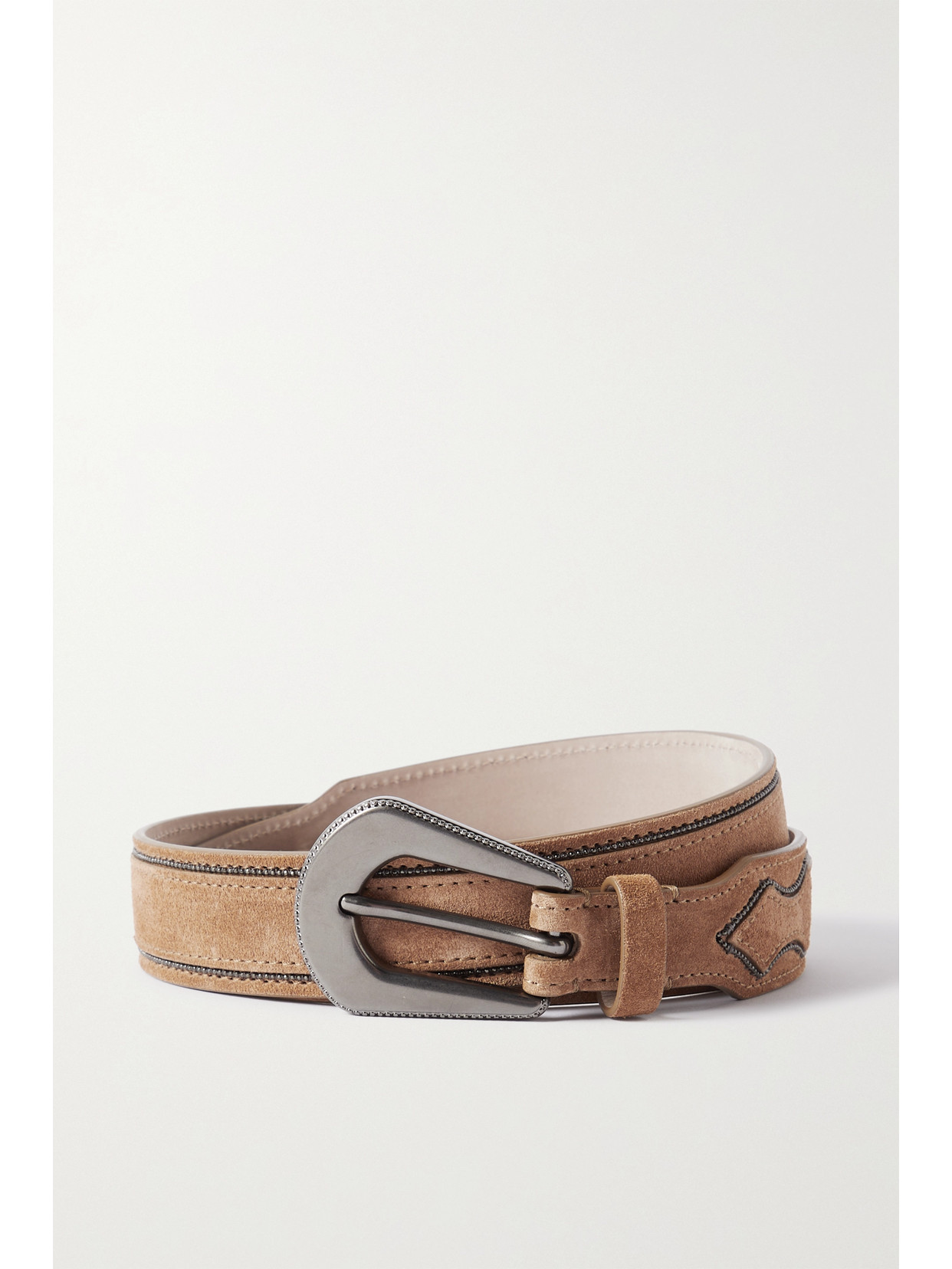 Brunello Cucinelli Beadembellished Suede Belt In Brown ModeSens