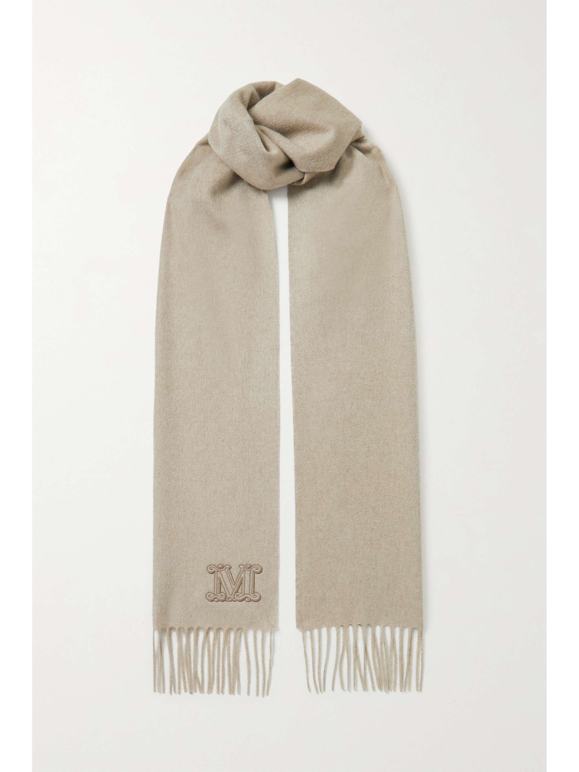Max Mara - Wsdalia Fringed Embroidered Cashmere Scarf - Neutrals - One Size - Net A Porter